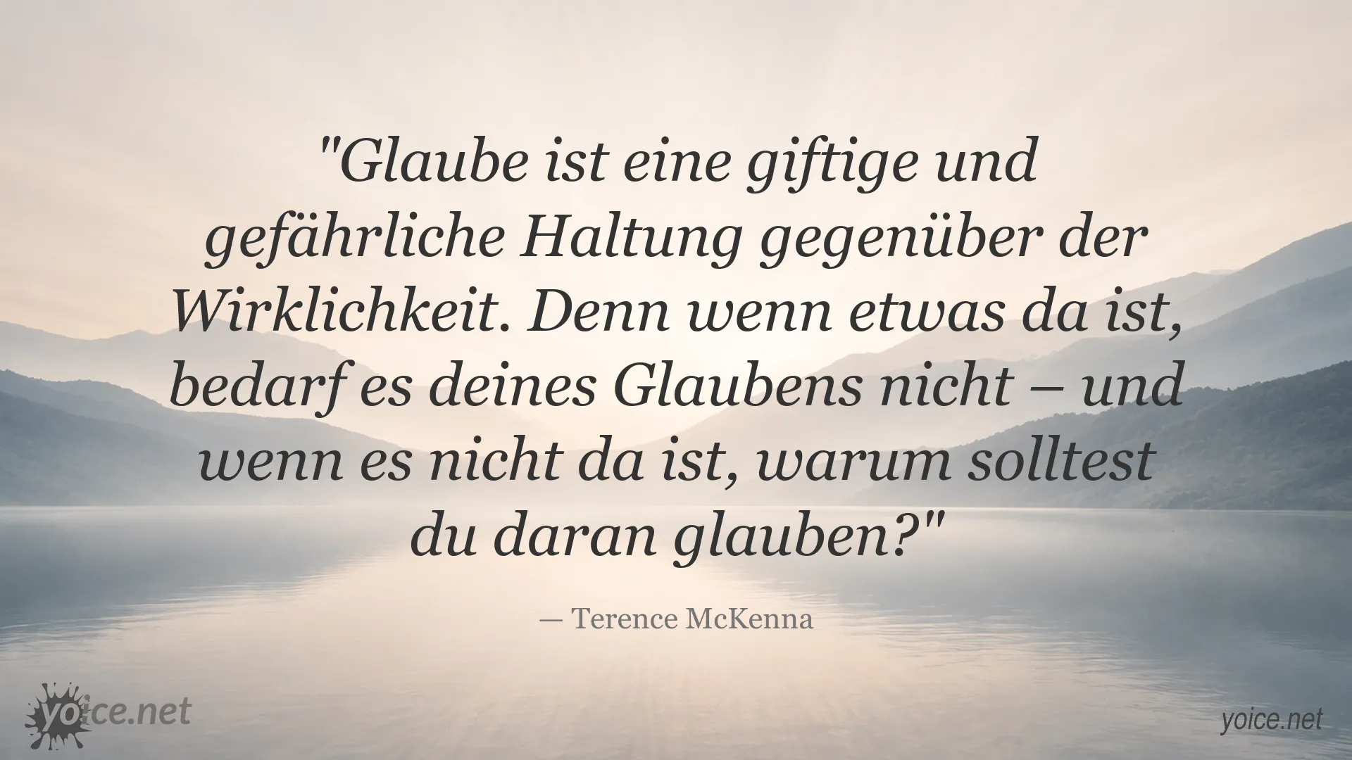 Zitat von Terence McKenna über Glaube und Wirklichkeit