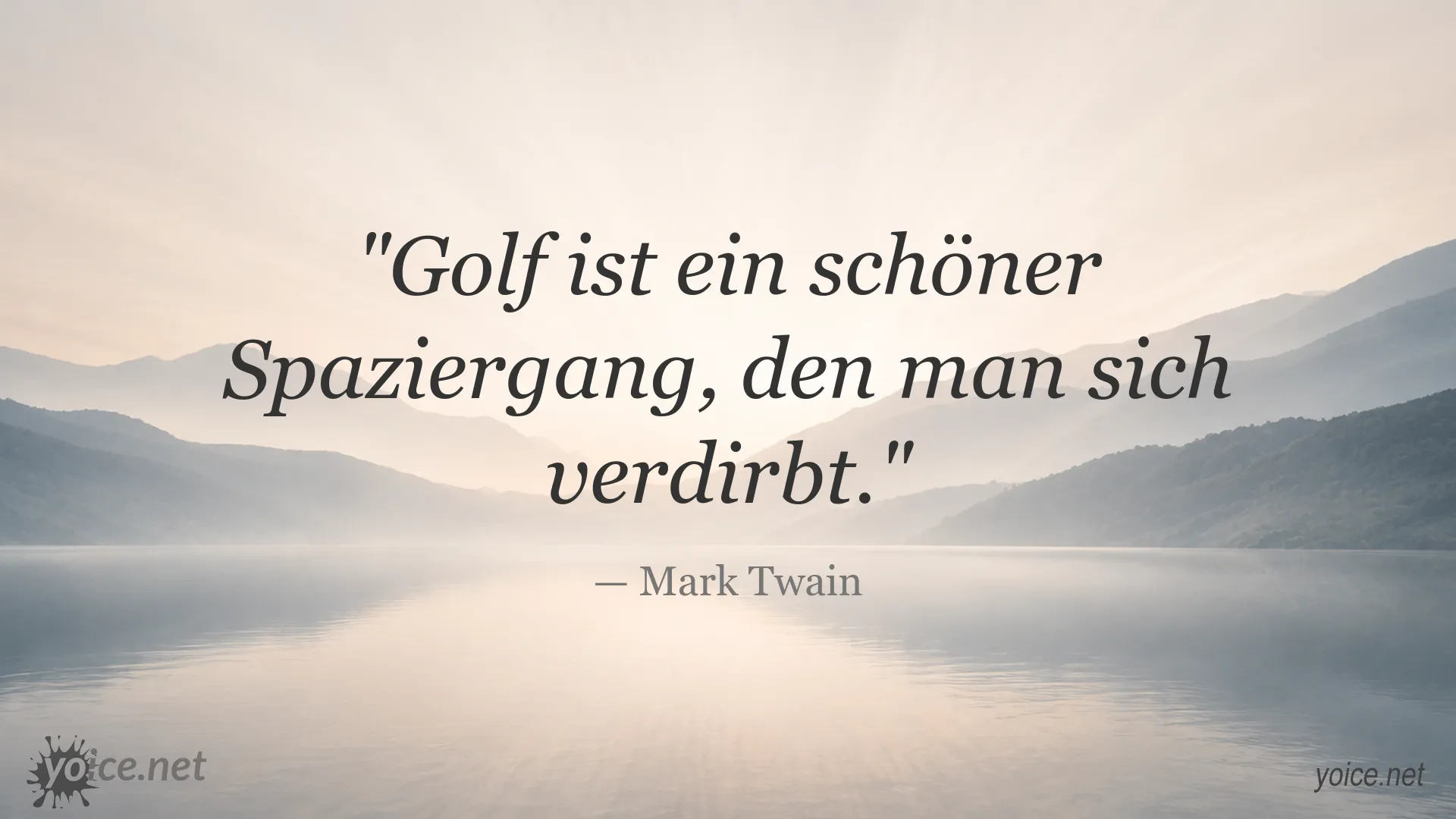 Humorvolles Golf Zitat von Mark Twain auf einer stilvollen Zitatgrafik
