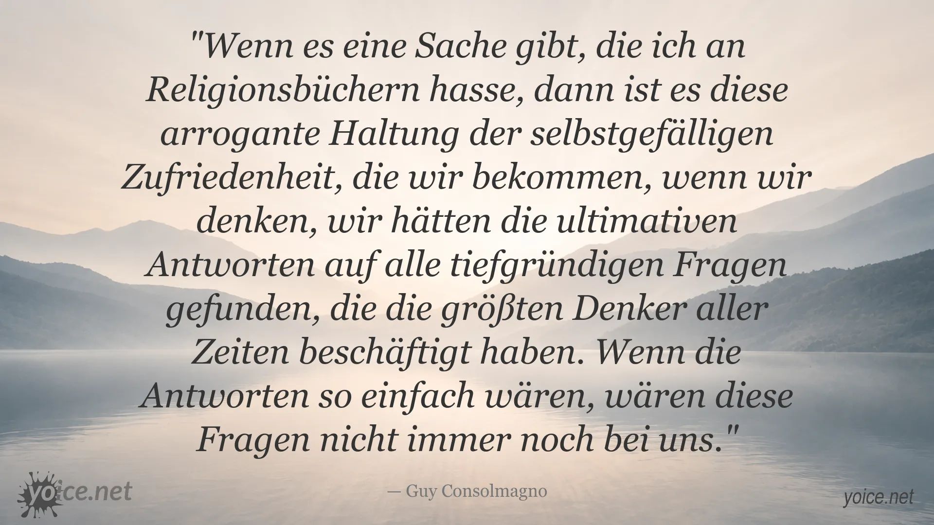 Zitatgrafik von Guy Consolmagno über Religion und große Fragen