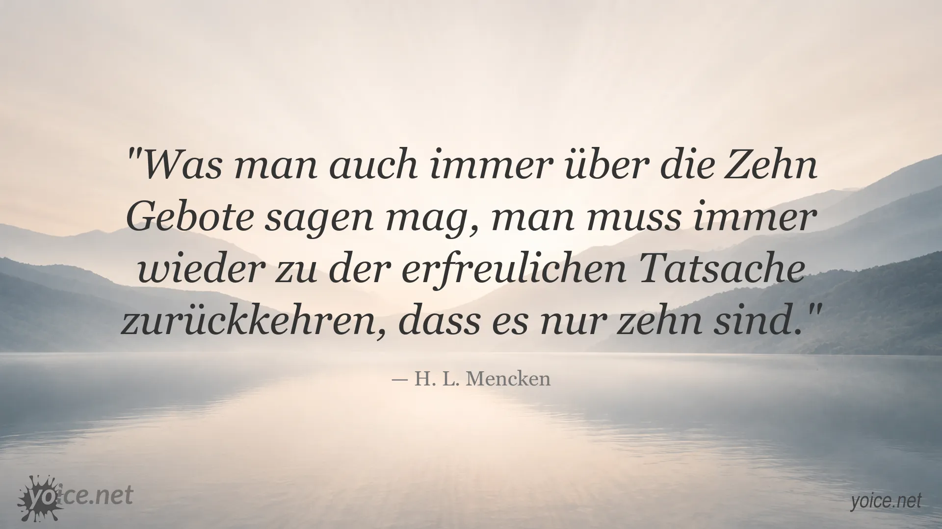 Zitatbild von H. L. Mencken über die Zehn Gebote