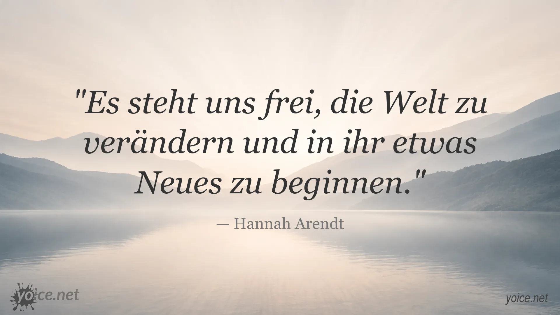 Zitatgrafik von Hannah Arendt über Freiheit und die Veränderung der Welt