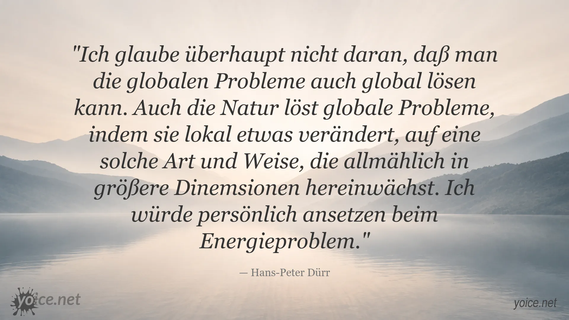 Zitatgrafik von Hans-Peter Dürr über lokale Lösungen für globale Probleme