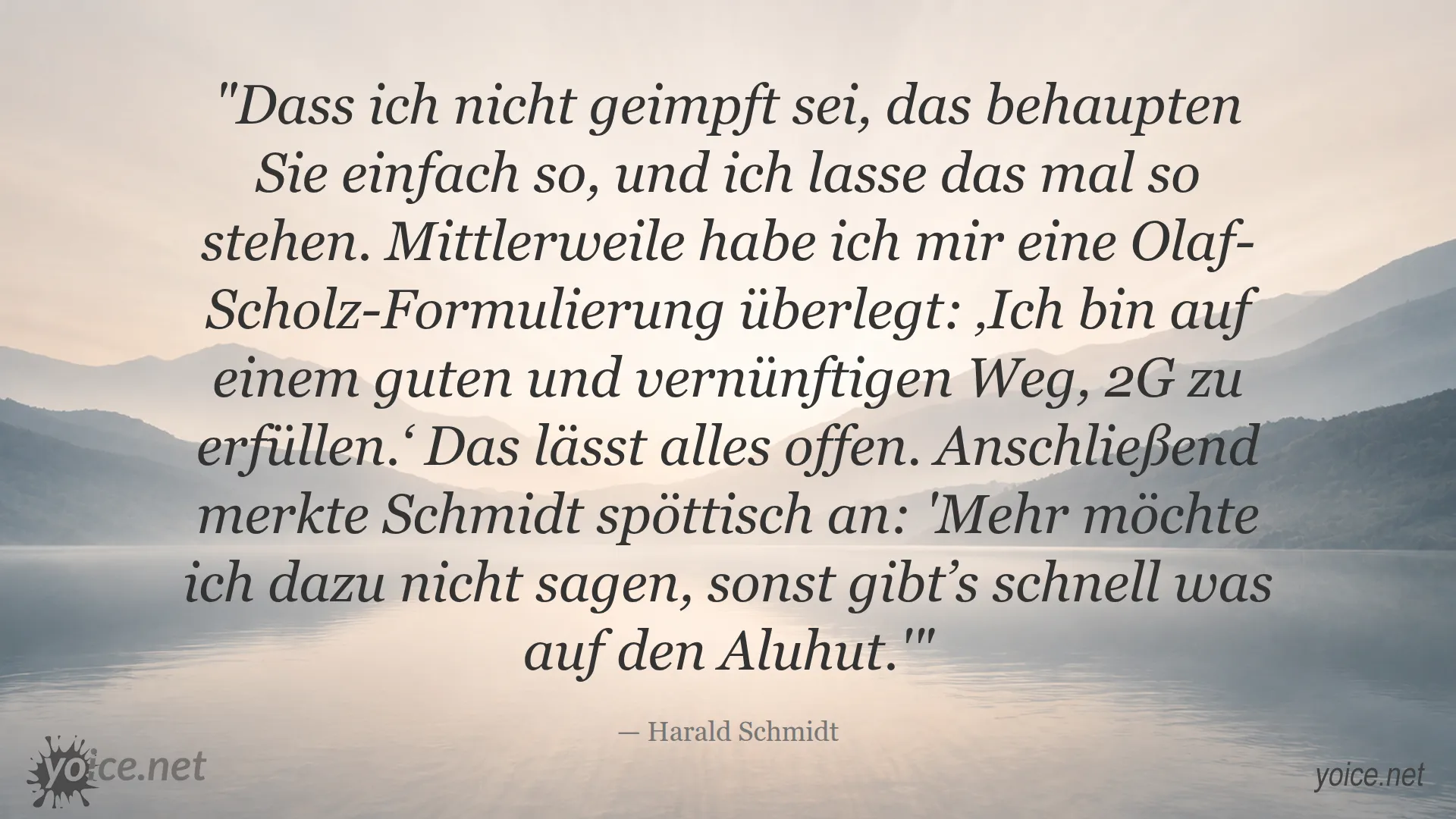 Zitat von Harald Schmidt über 2G und Impfstatus mit ironischem Humor