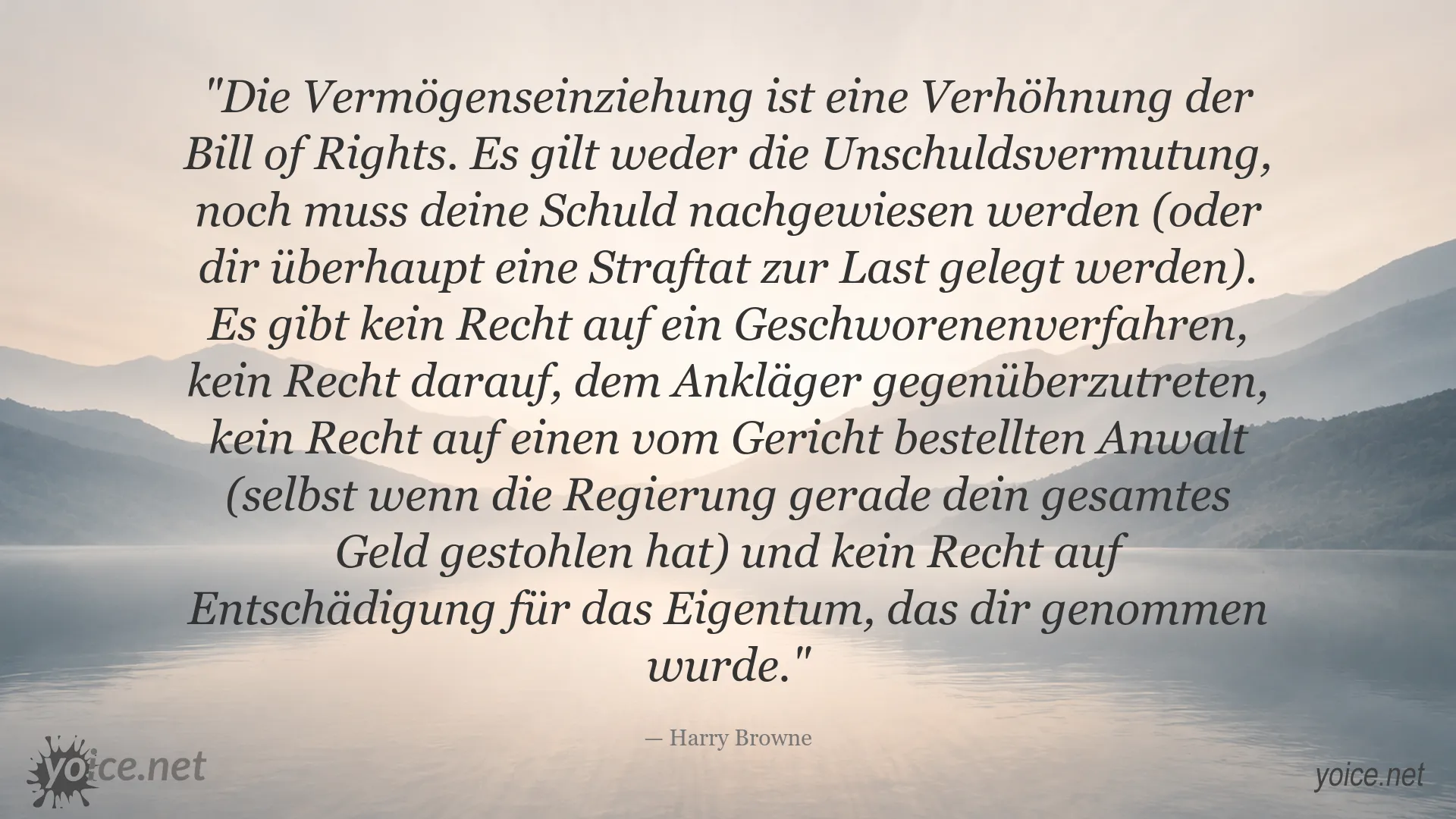 Zitatgrafik von Harry Browne über Vermögenseinziehung und Bürgerrechte