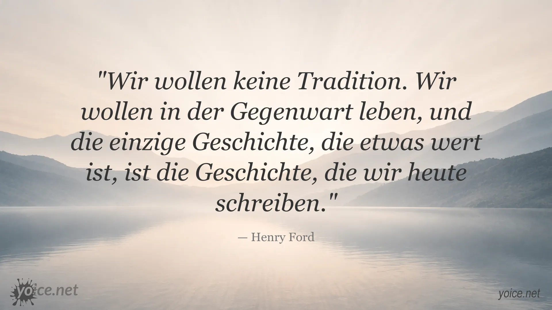 Zitatgrafik von Henry Ford über das Leben in der Gegenwart und die Geschichte, die wir selbst schreiben