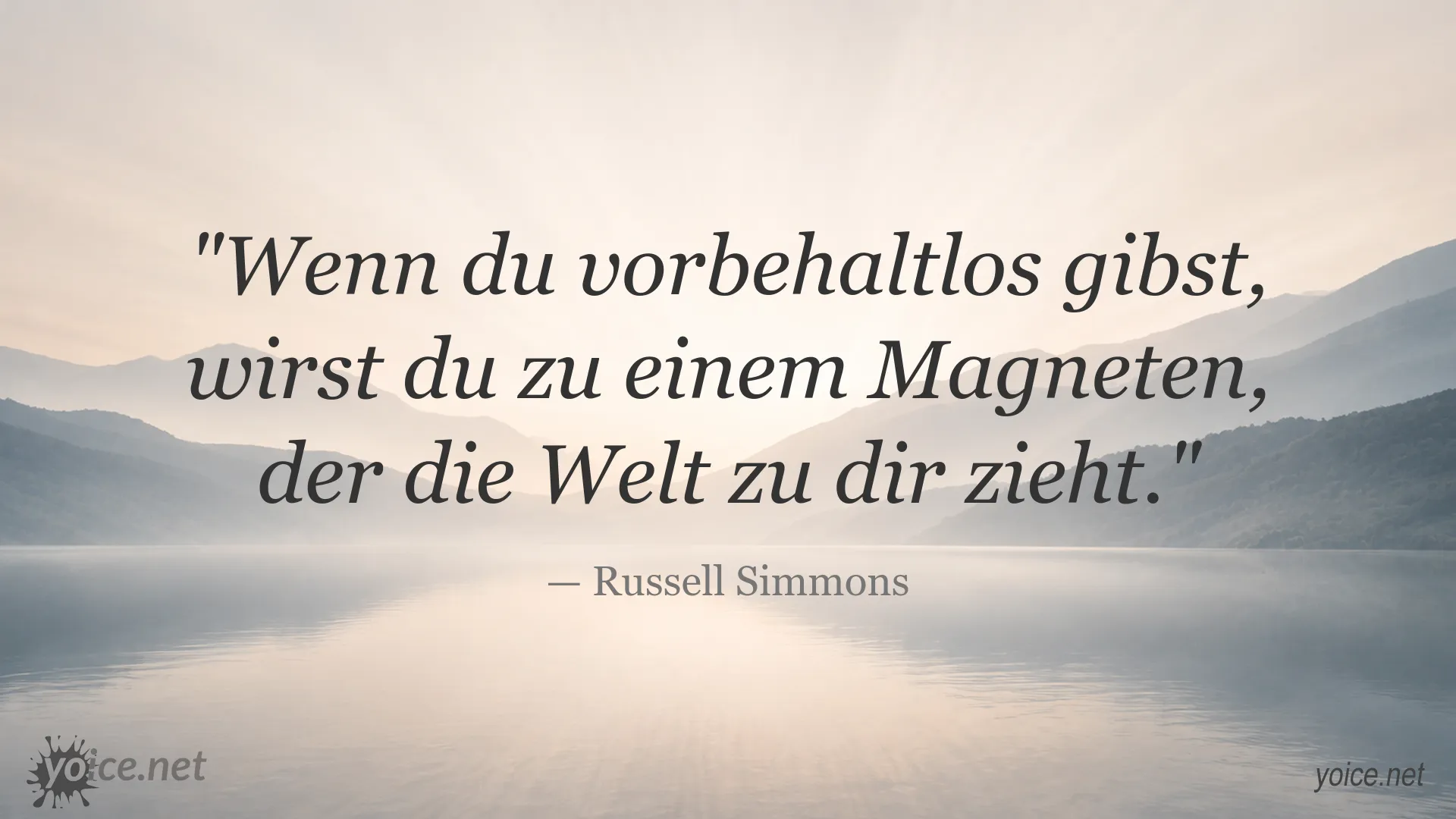 Inspirierendes Zitatbild von Russell Simmons über selbstloses Geben
