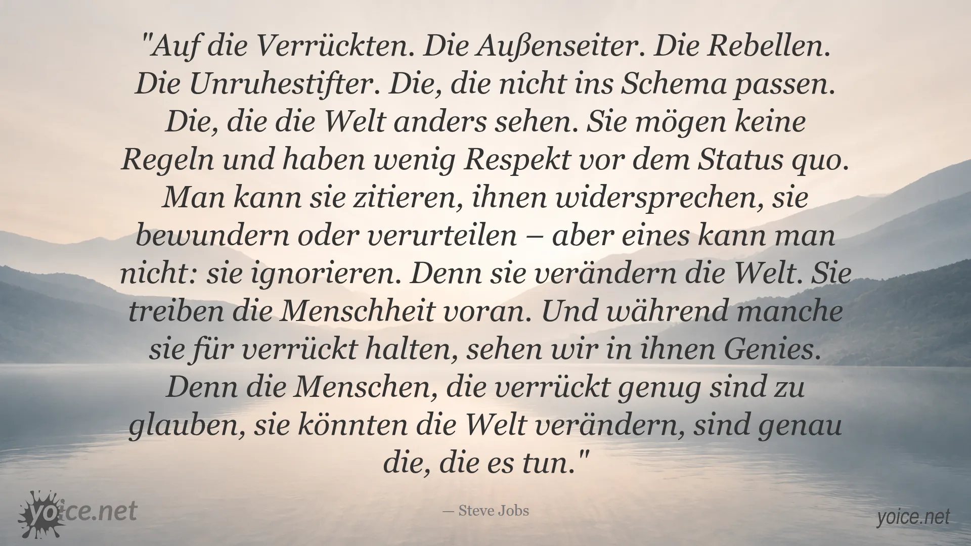 Inspirierendes Zitat von Steve Jobs über Verrückte, Außenseiter und Rebellen, die die Welt verändern