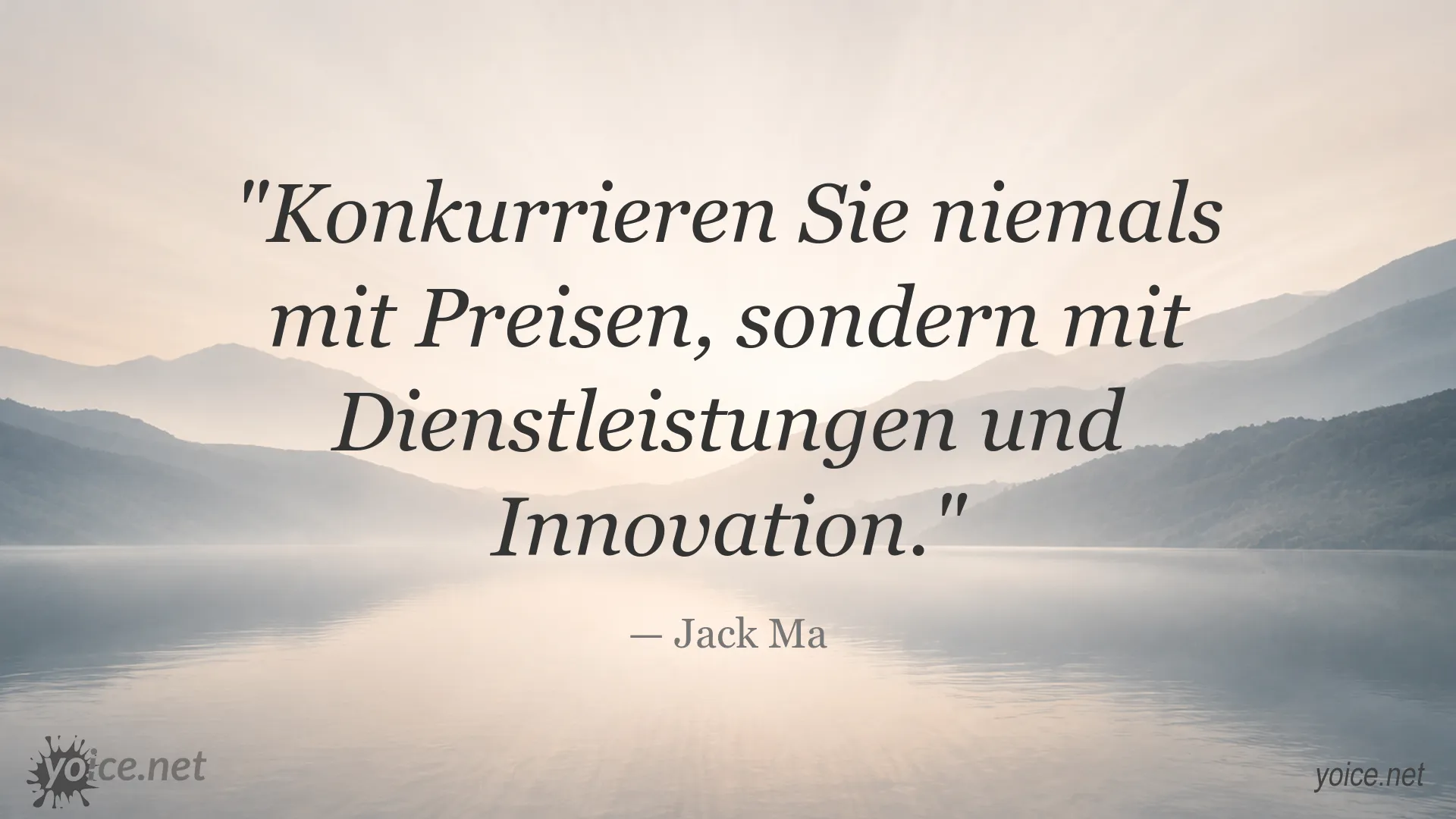 Zitatbild von Jack Ma über Dienstleistungen, Innovation und den Wettbewerb im Preisvergleich