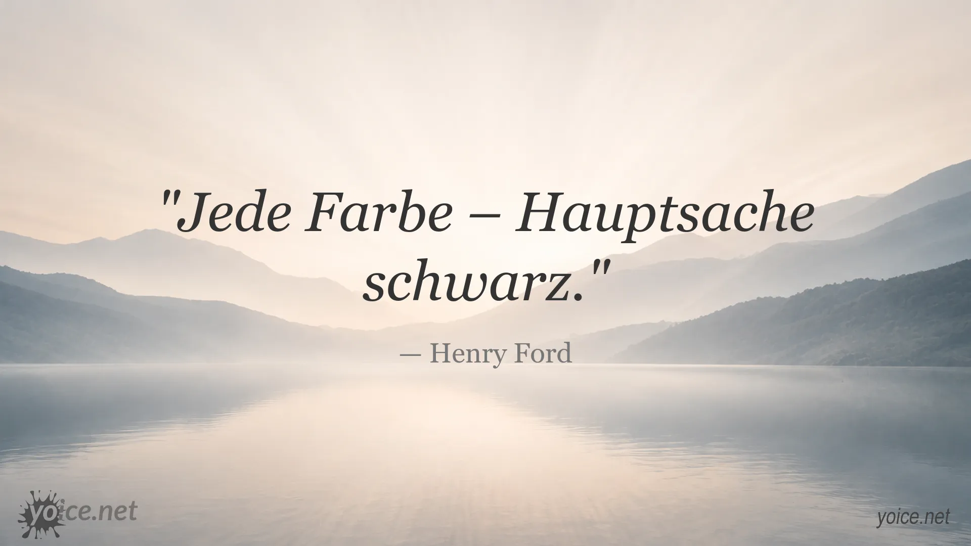 Zitatbild mit einem bekannten Ausspruch von Henry Ford über die Farbe Schwarz