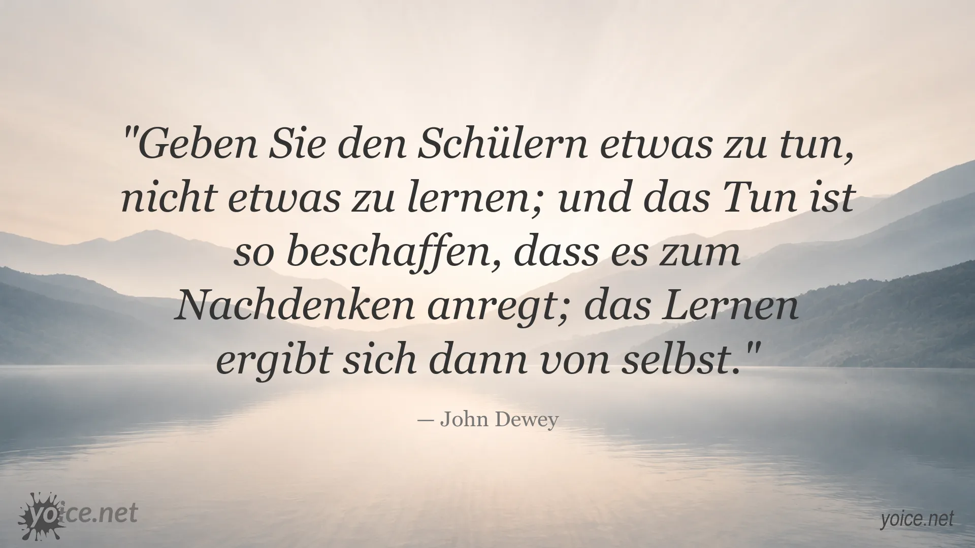 Zitatgrafik von John Dewey über aktives Lernen und Nachdenken