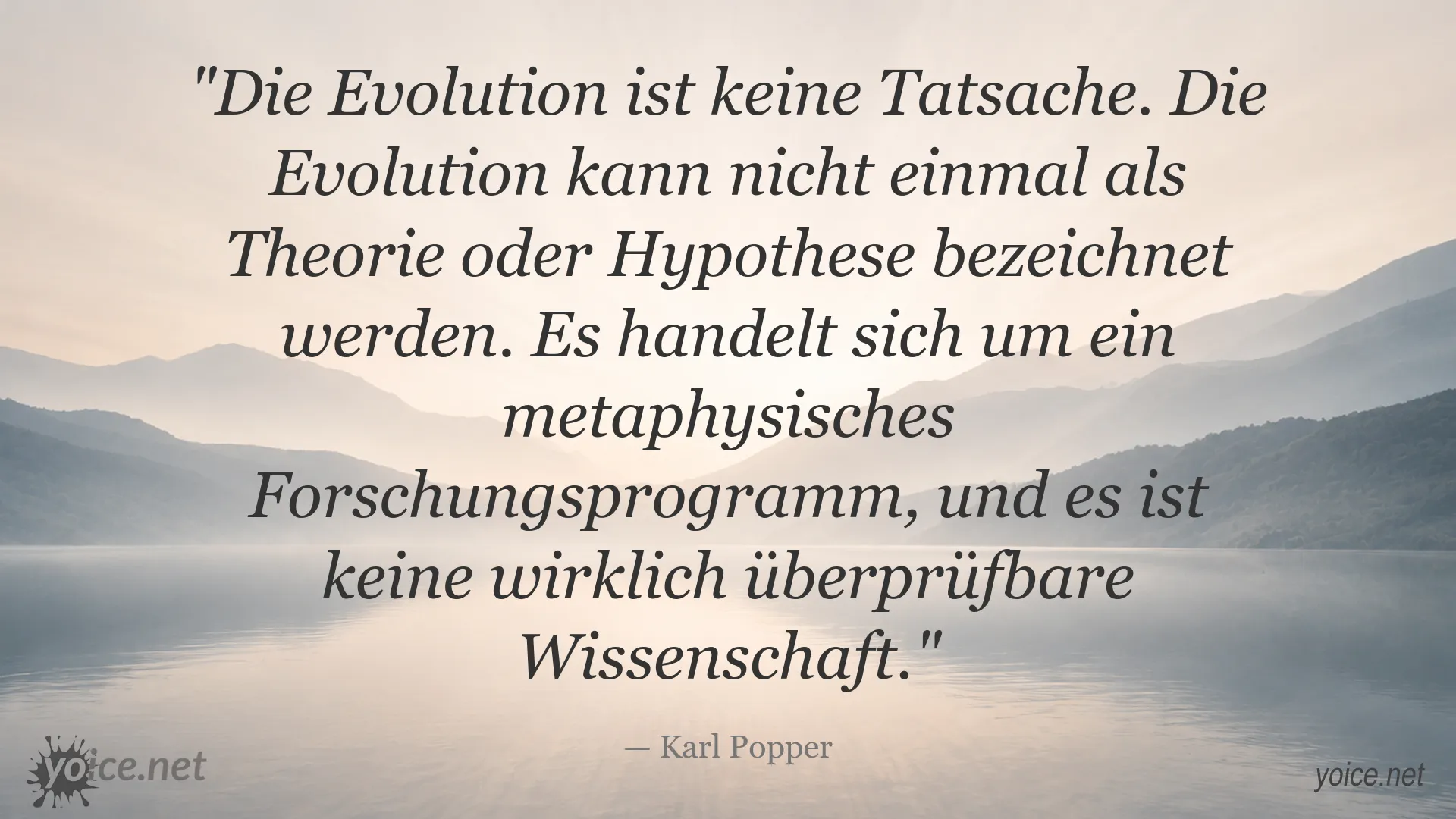 Zitatgrafik mit einem Zitat von Karl Popper über Evolution als metaphysisches Forschungsprogramm