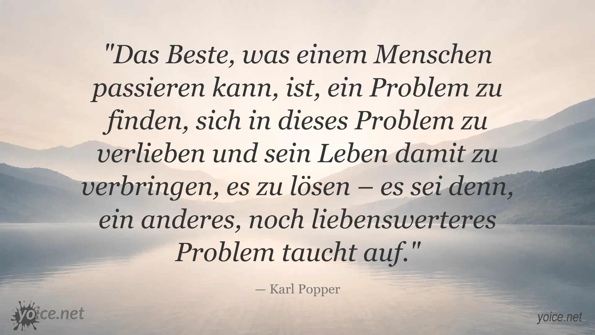 Zitatgrafik von Karl Popper über Probleme und Erkenntnis