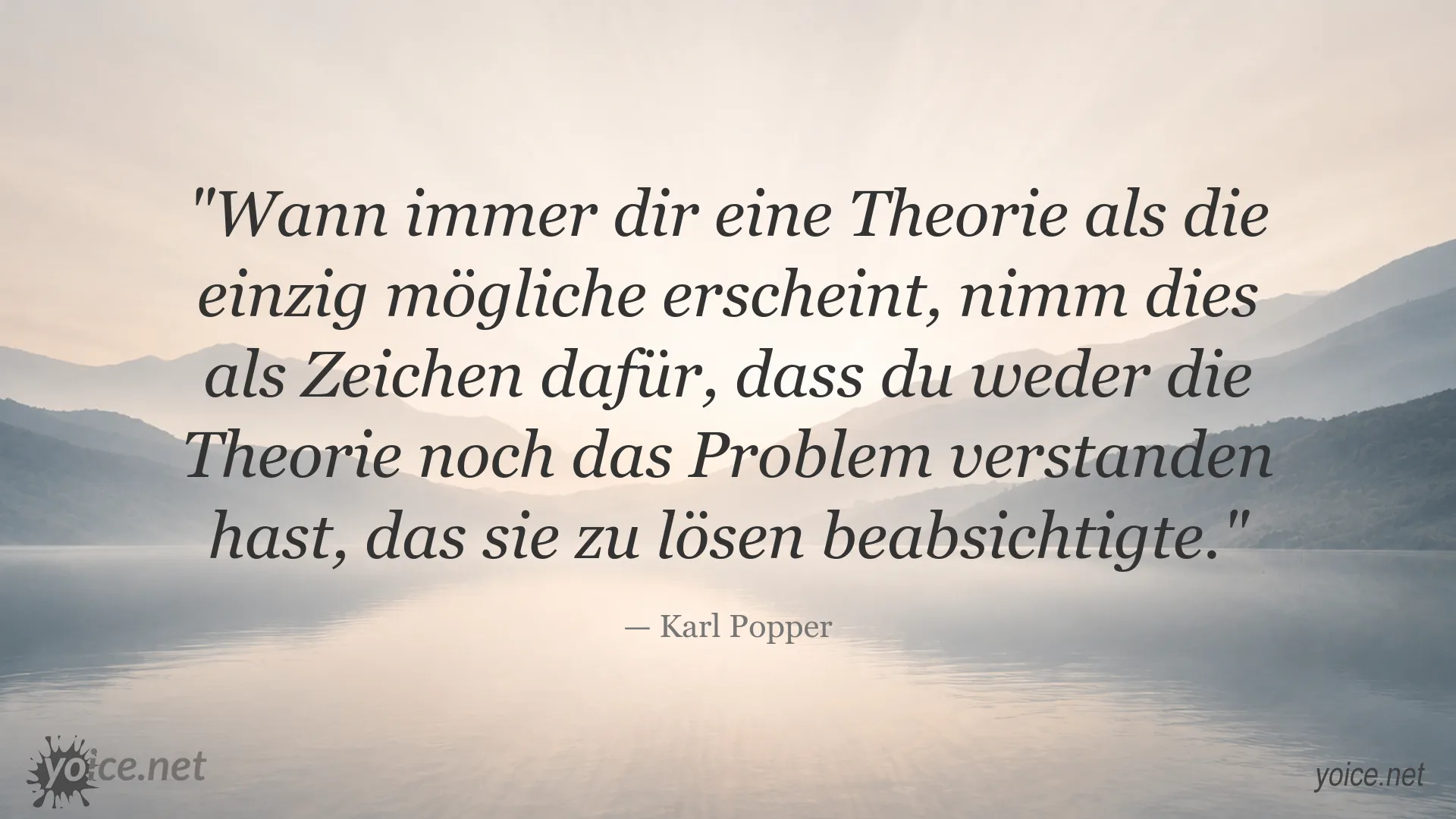 Zitatgrafik von Karl Popper über Theorien und das Verständnis von Problemen