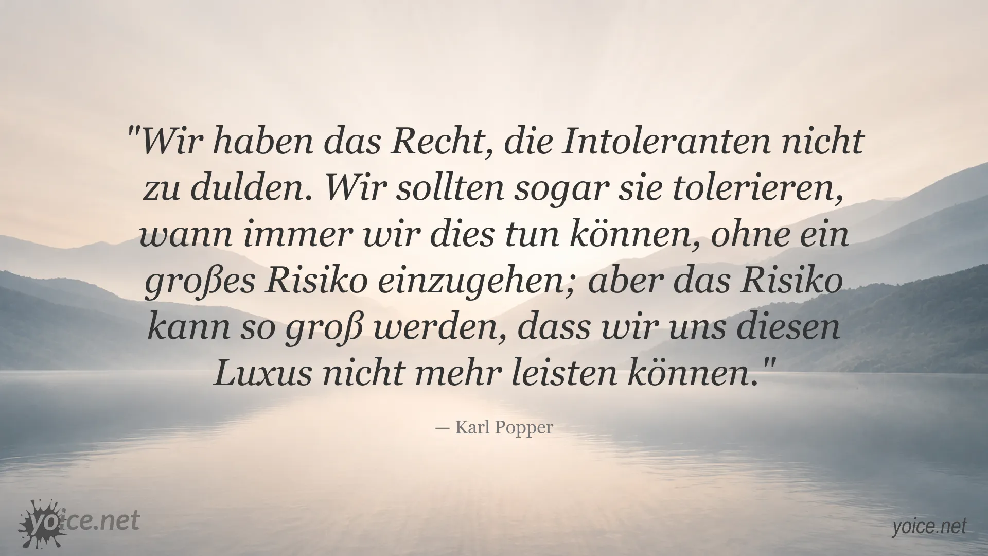 Zitatgrafik von Karl Popper zum Thema Toleranz
