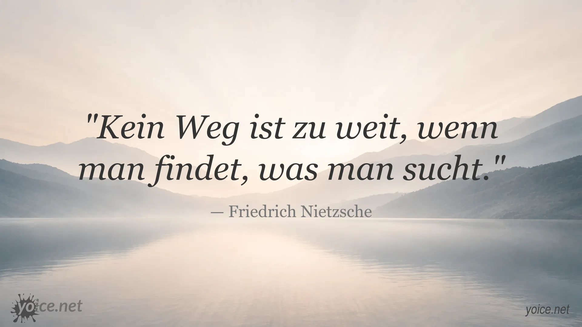 Inspirierende Zitatgrafik von Friedrich Nietzsche über Wege und das Finden dessen, was man sucht