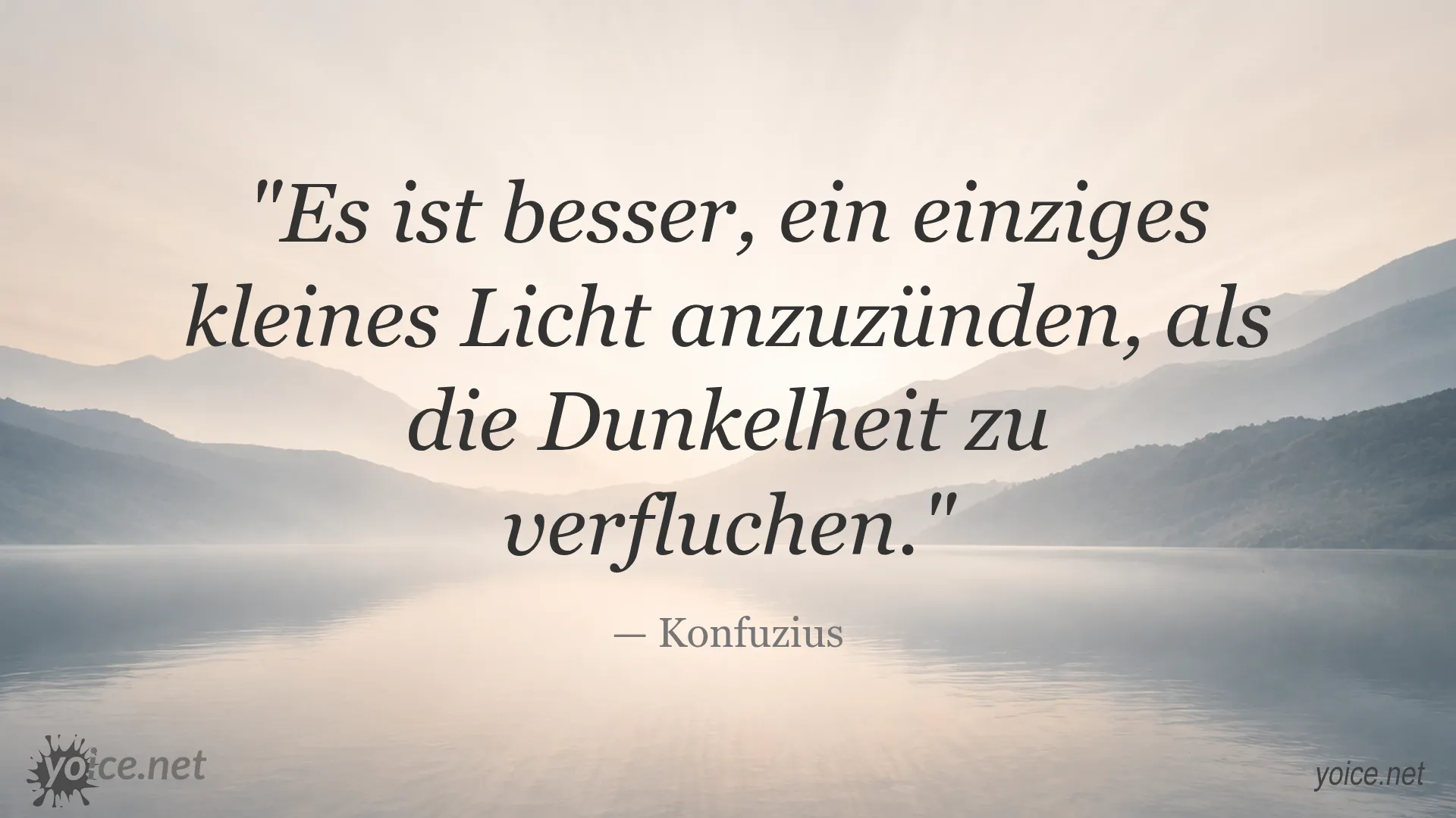 Inspirierendes Zitat von Konfuzius über ein kleines Licht gegen die Dunkelheit