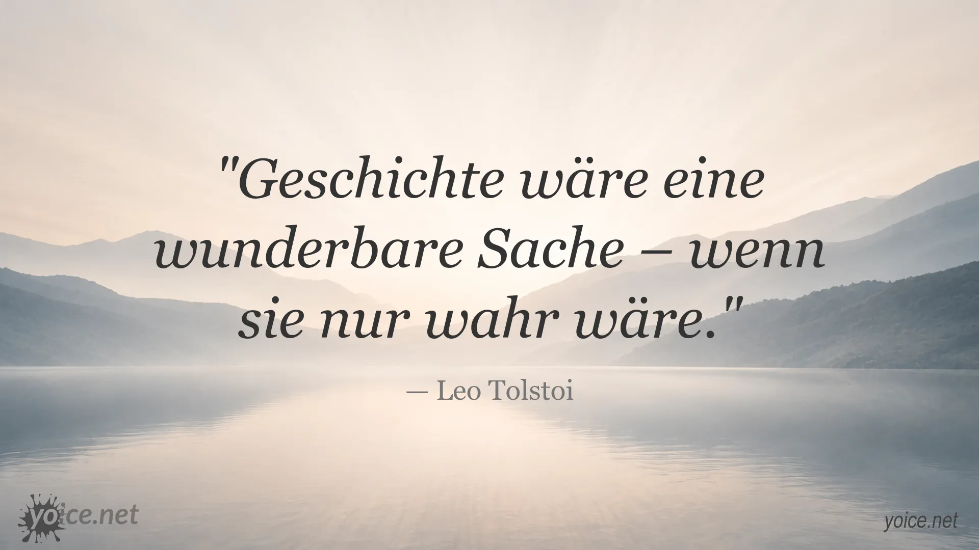 Zitatgrafik mit einem Zitat von Leo Tolstoi über Geschichte