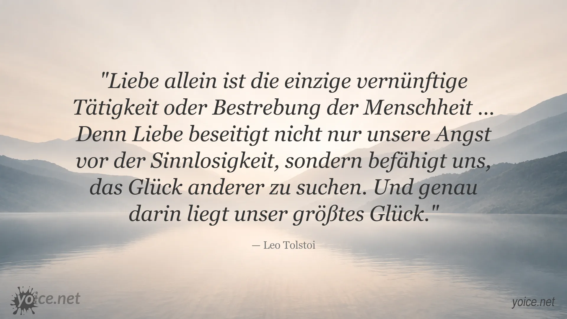 Inspirierendes Zitat von Leo Tolstoi über Liebe, Glück und die Suche nach dem Glück anderer