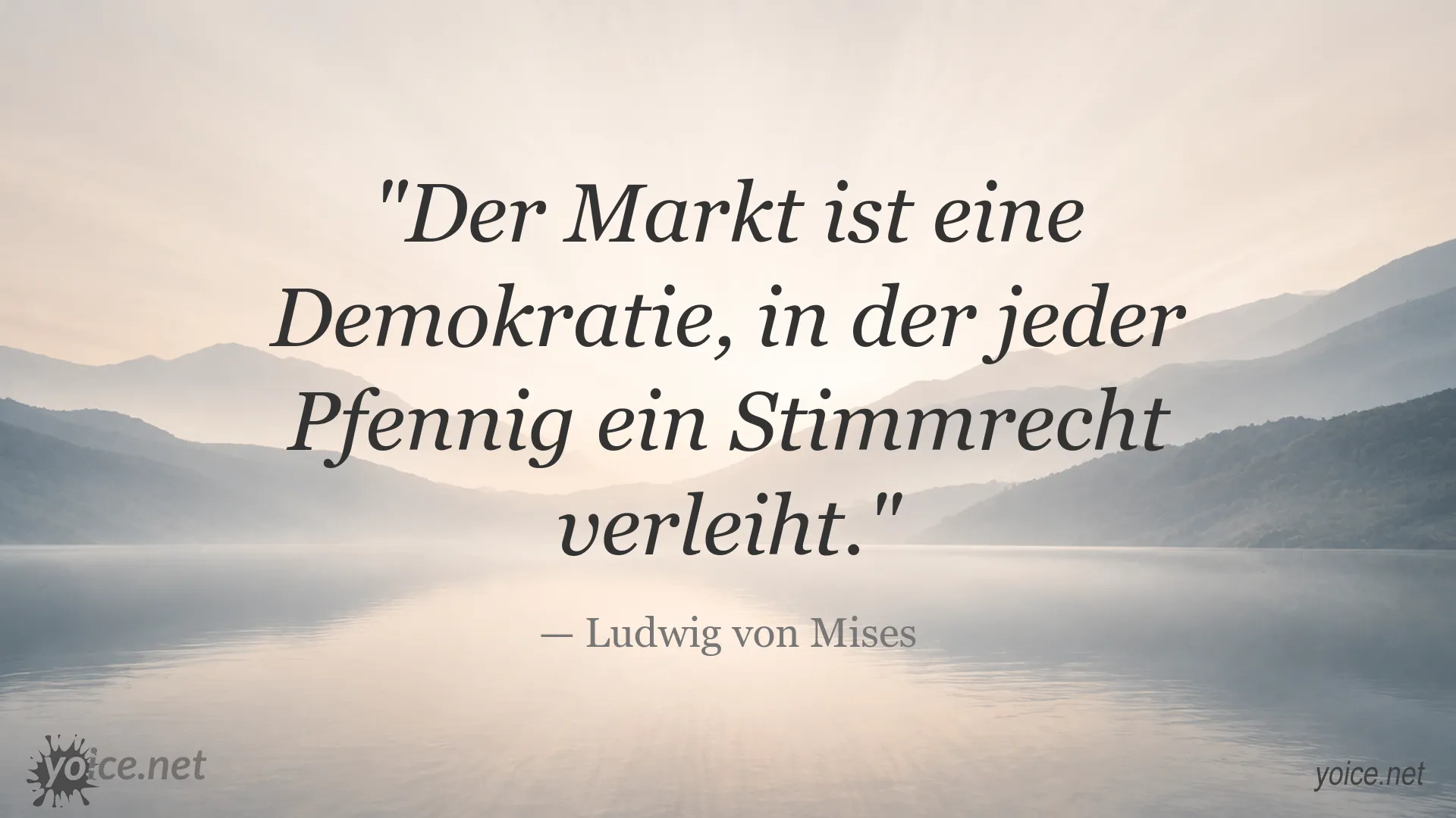 Zitatbild von Ludwig von Mises über den Markt als Demokratie