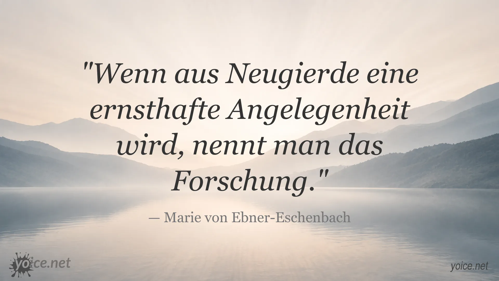 Zitatgrafik zum Thema Forschung und Neugierde von Marie von Ebner-Eschenbach