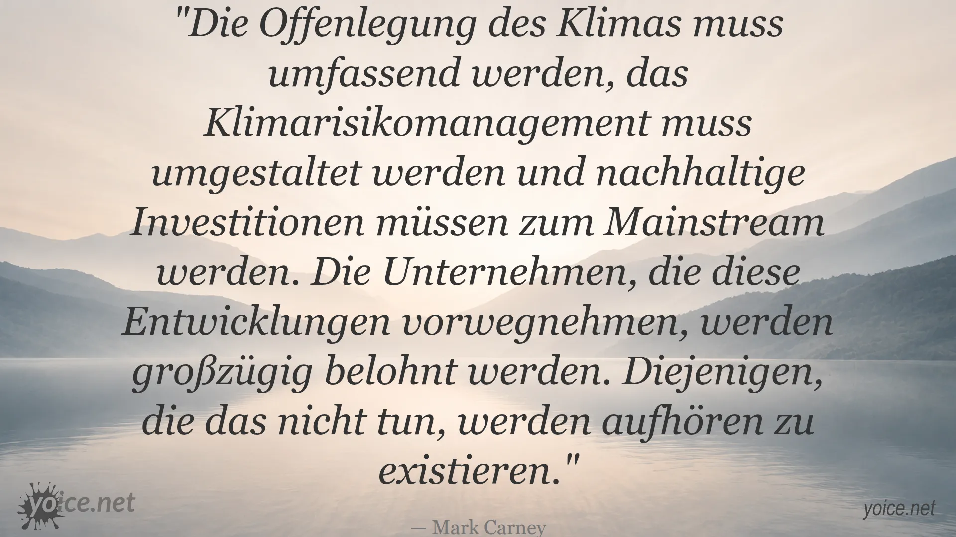 Mark Carney Zitat über die Zukunft nachhaltiger Investitionen und Klimarisikomanagement