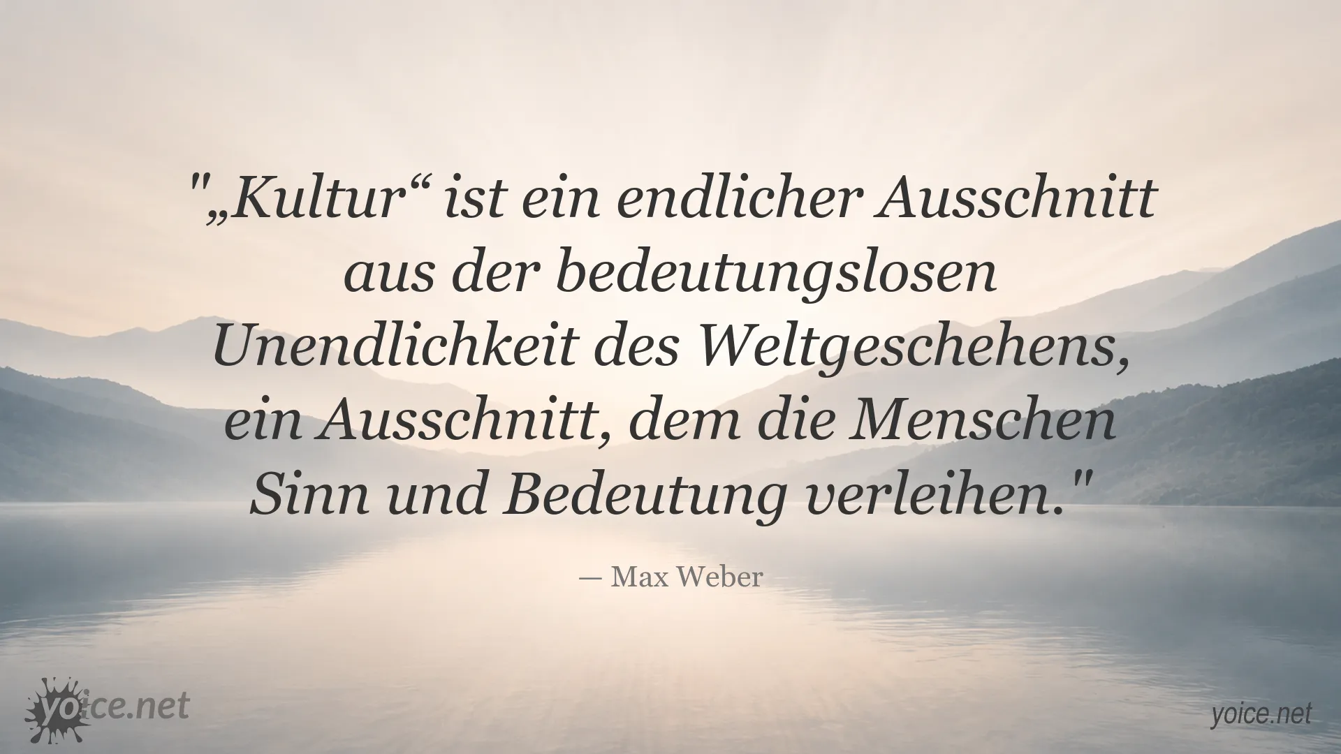 Zitatbild von Max Weber über Kultur, Sinn und Bedeutung