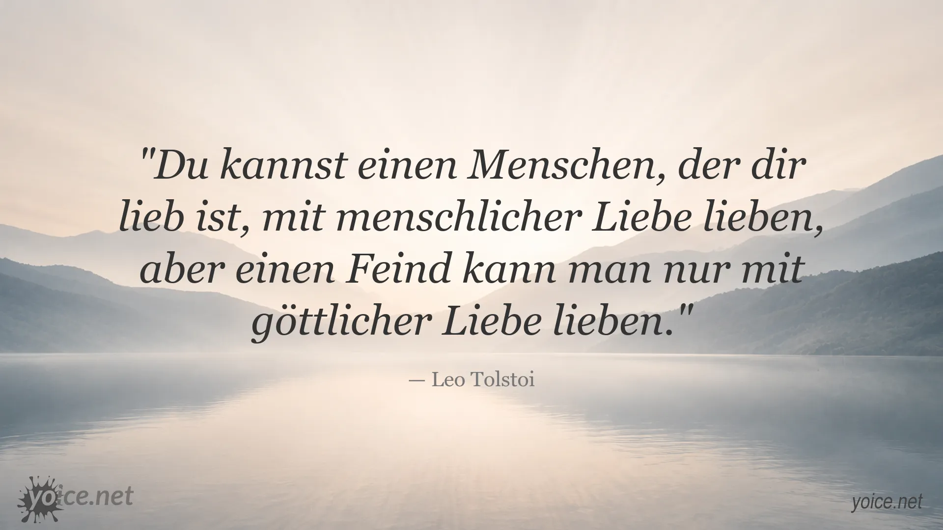 Zitatbild von Leo Tolstoi über menschliche und göttliche Liebe