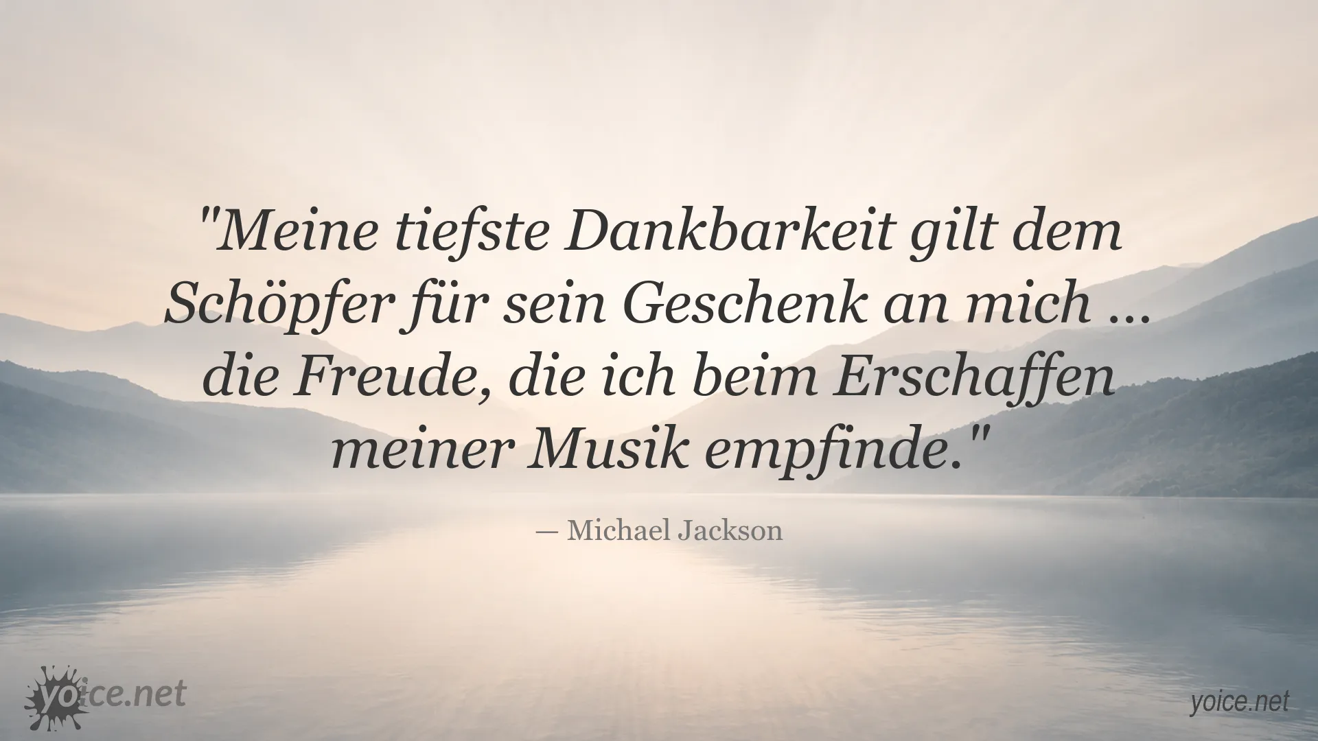 Zitatbild mit einem Dankbarkeitszitat von Michael Jackson über die Freude am Erschaffen von Musik