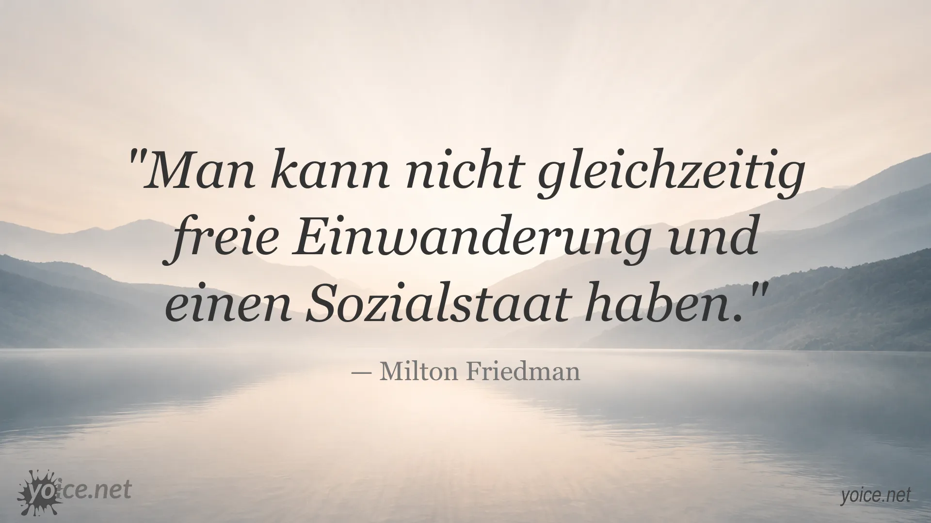 Zitatgrafik von Milton Friedman über Einwanderung und den Sozialstaat