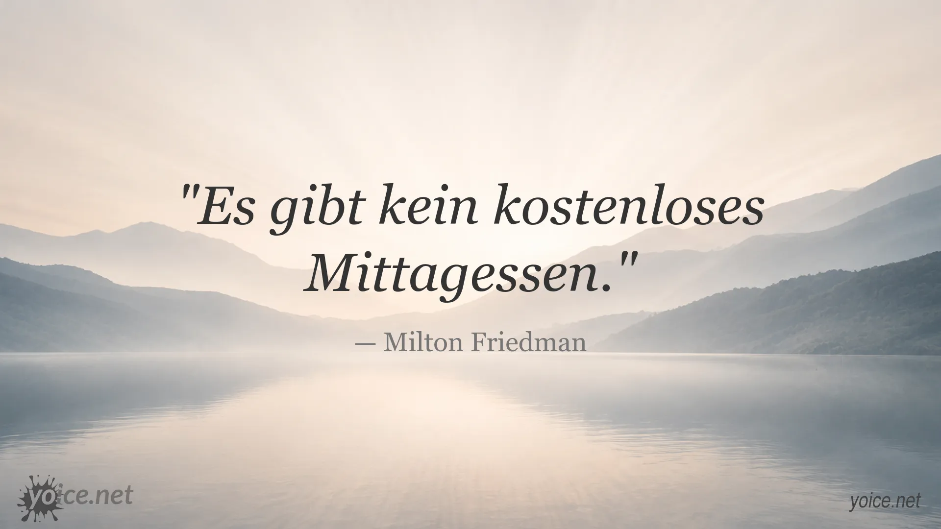 Zitatgrafik mit einem Gedanken von Milton Friedman zum Prinzip, dass Leistungen nicht kostenlos sind