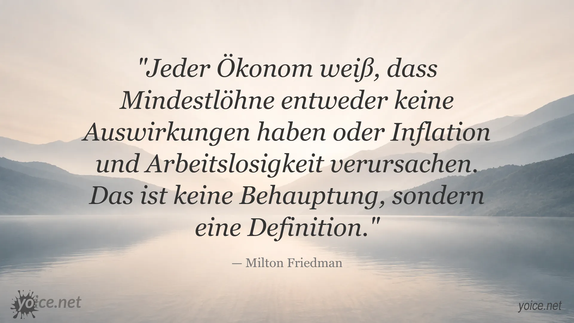Zitatgrafik von Milton Friedman über Mindestlöhne, Inflation und Arbeitslosigkeit