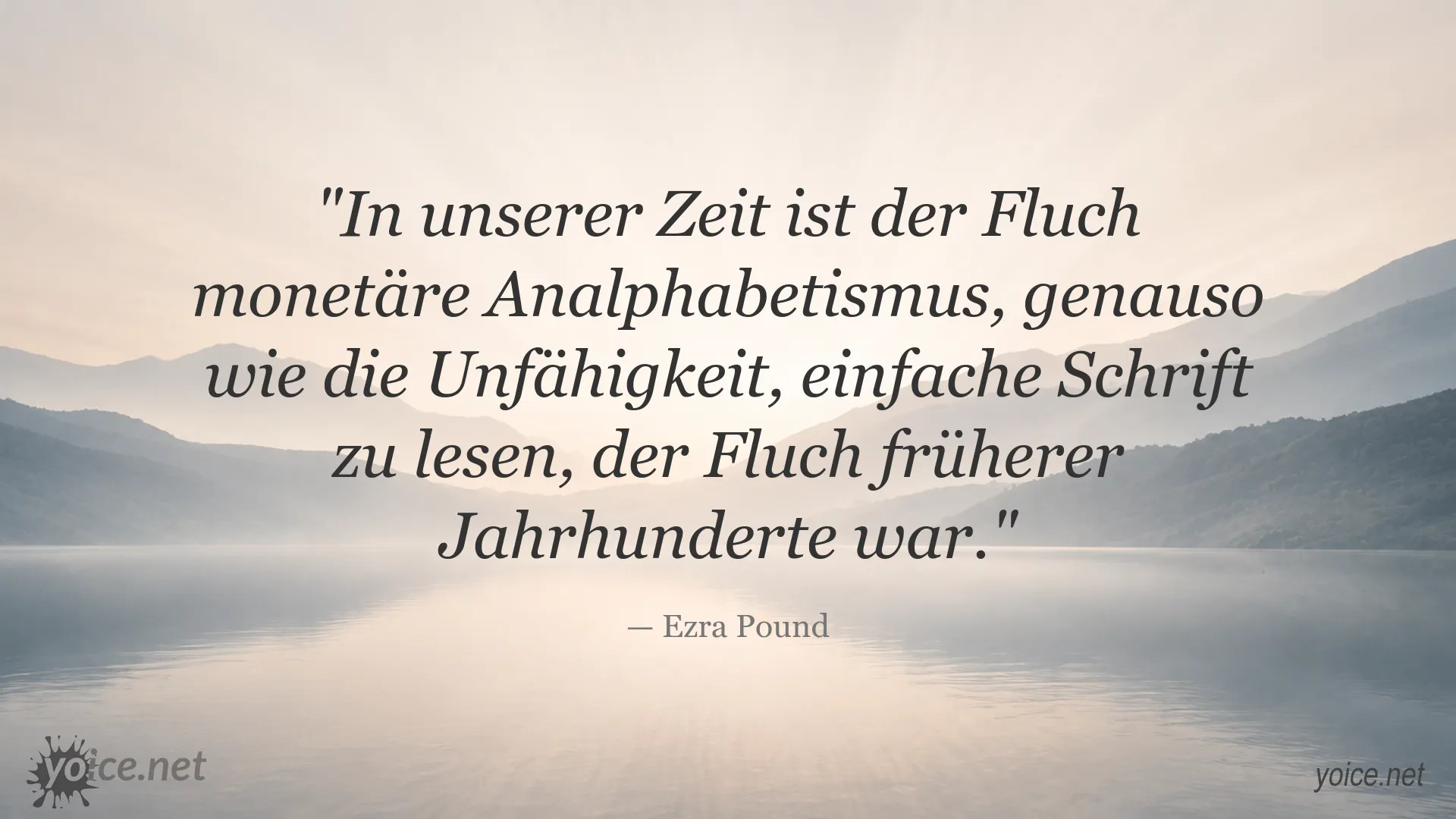 Zitatgrafik von Ezra Pound zum Thema monetärer Analphabetismus