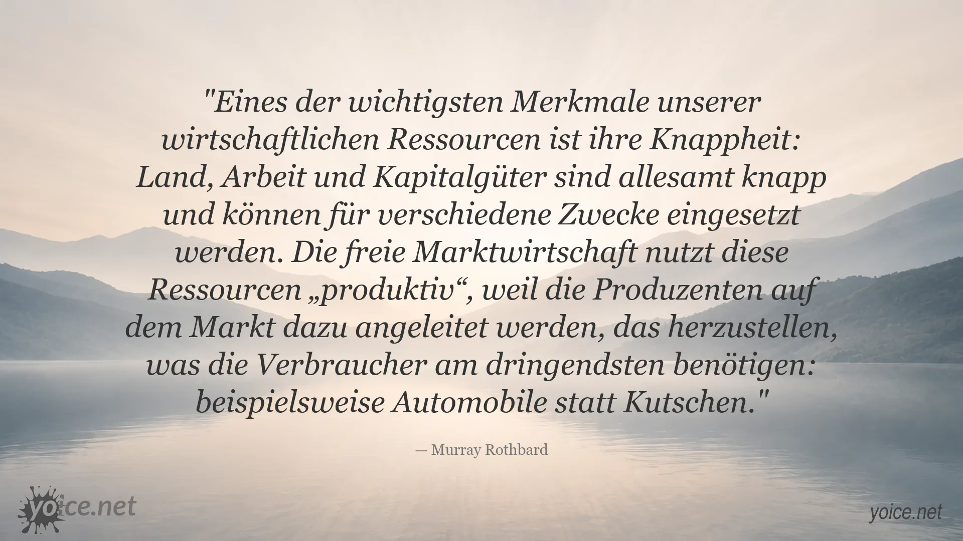 Zitat von Murray Rothbard über knappe wirtschaftliche Ressourcen und die freie Marktwirtschaft