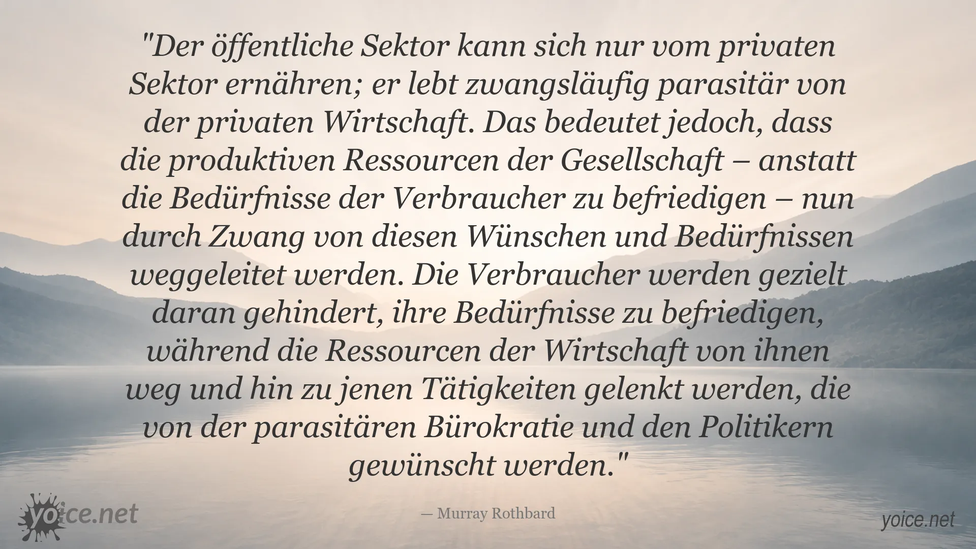 Zitatbild von Murray Rothbard über das Verhältnis von Staat und Privatwirtschaft