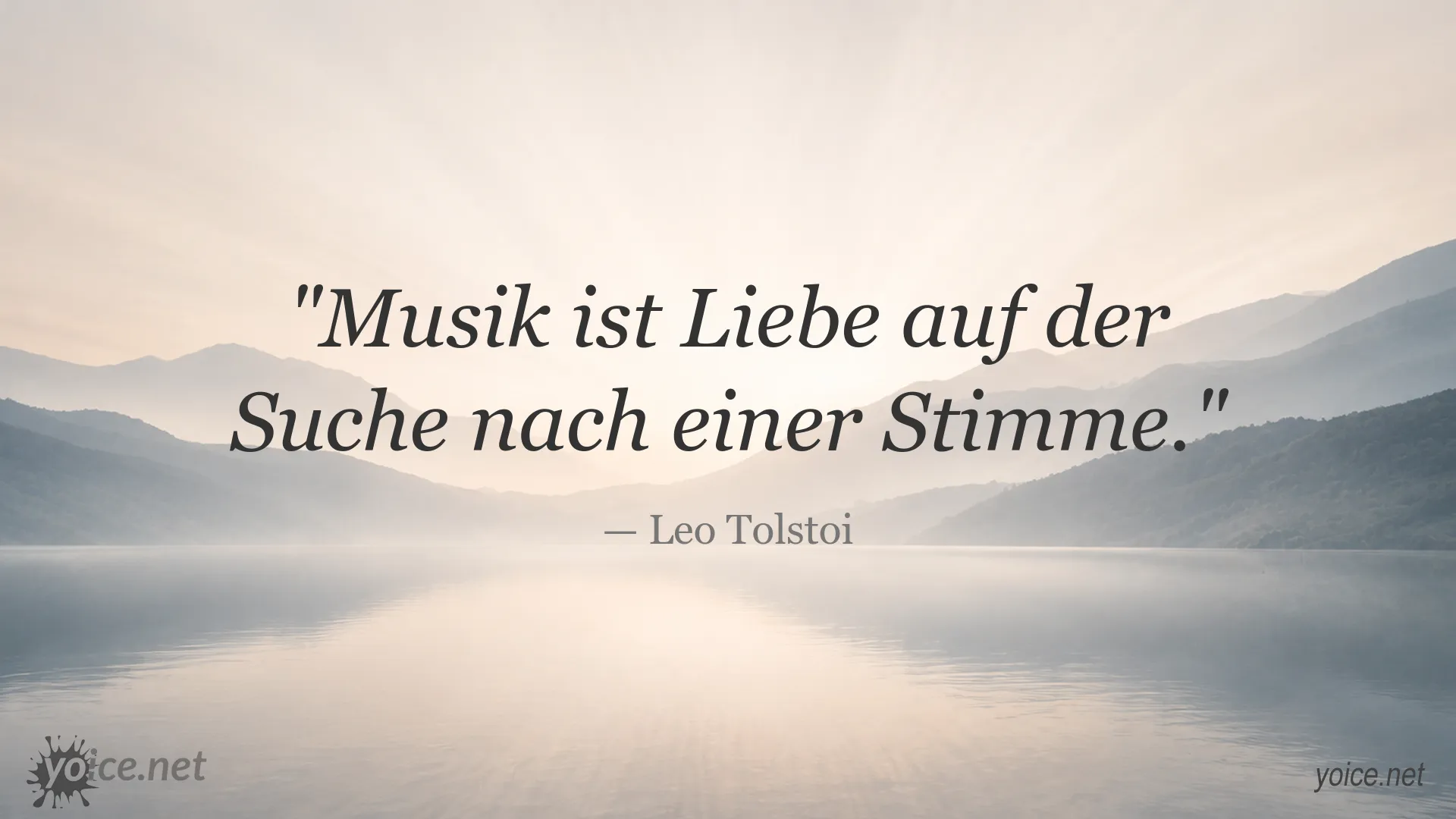 Zitatgrafik von Leo Tolstoi zum Thema Musik und Liebe