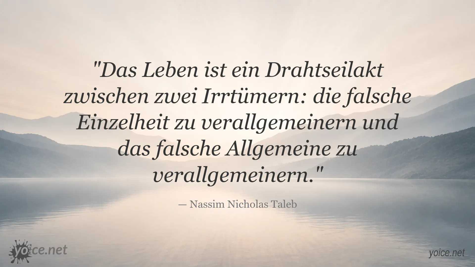 Zitatgrafik von Nassim Nicholas Taleb über Verallgemeinerung und Irrtümer