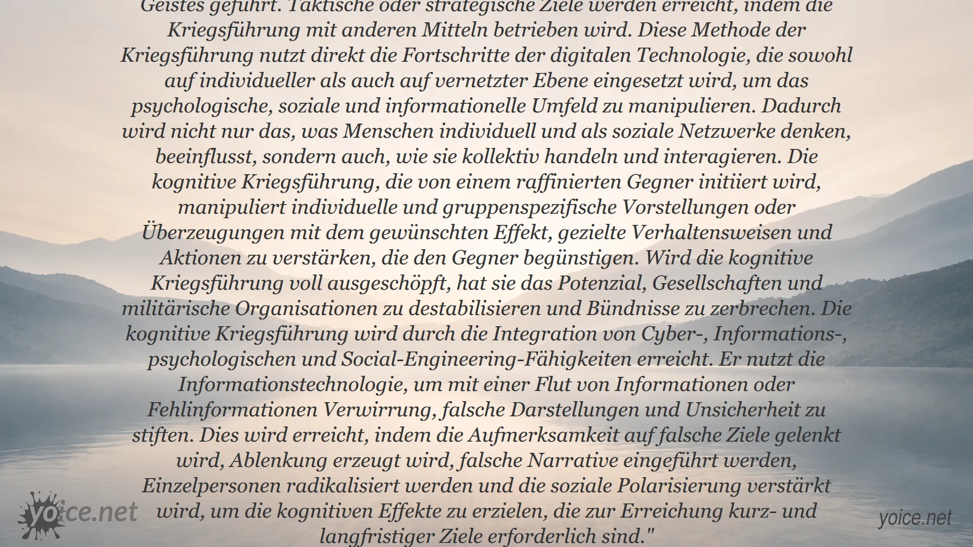 Zitat von NATO über kognitive Kriegsführung und deren Einfluss auf das menschliche Denken und kollektives Handeln