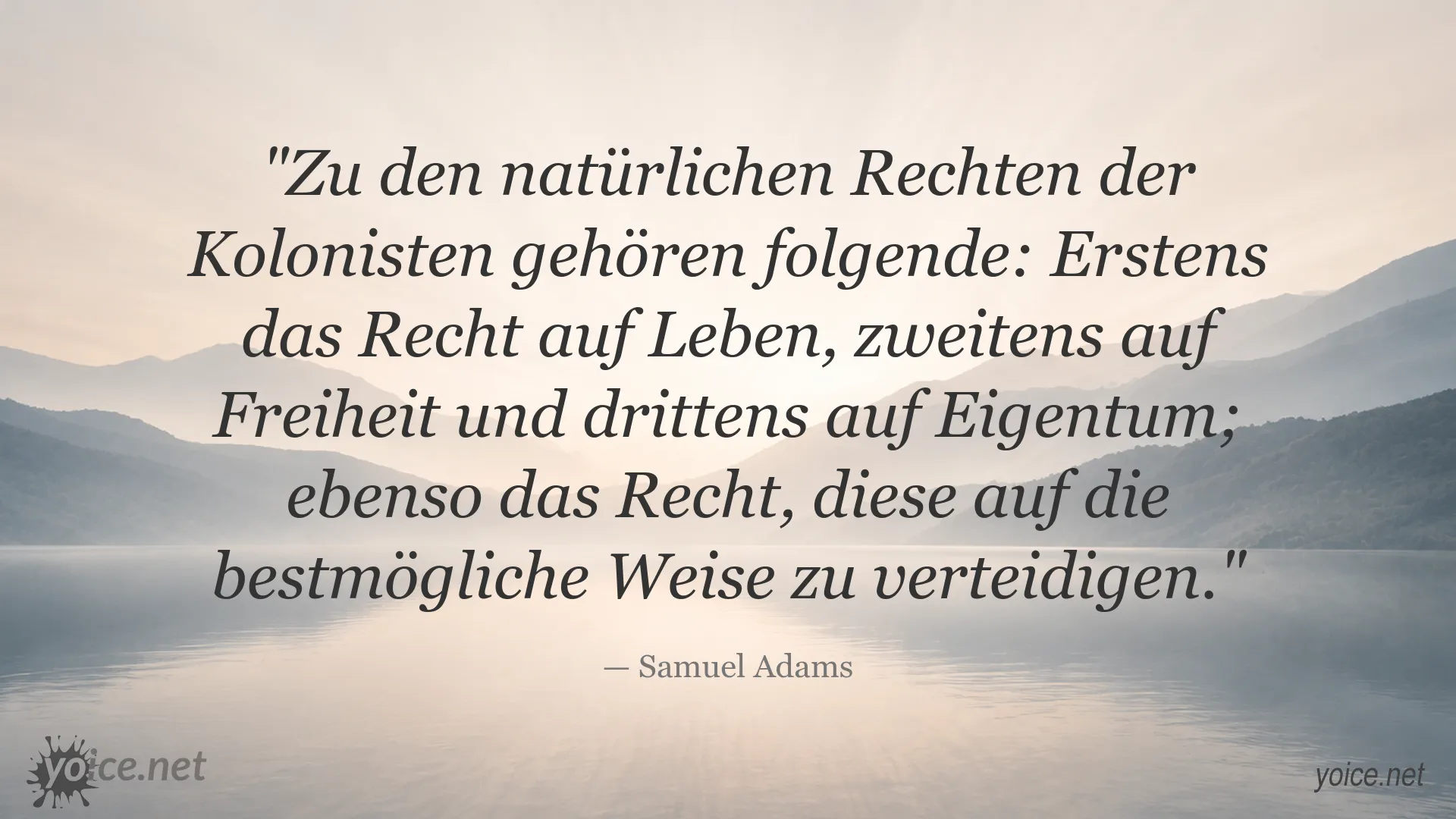 Zitatbild von Samuel Adams über die natürlichen Rechte der Kolonisten