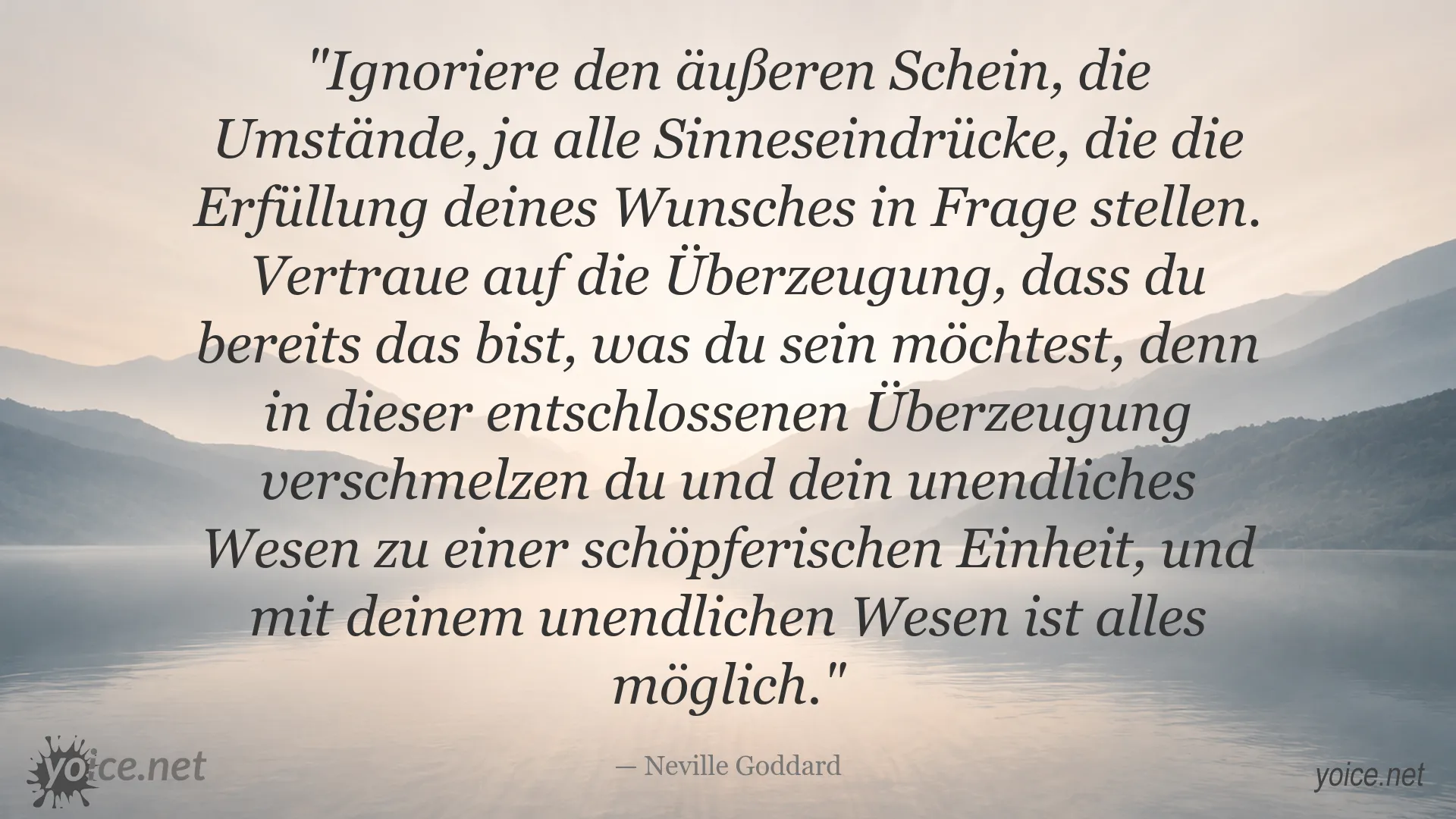Zitatbild von Neville Goddard über Vertrauen in die Erfüllung des eigenen Wunsches