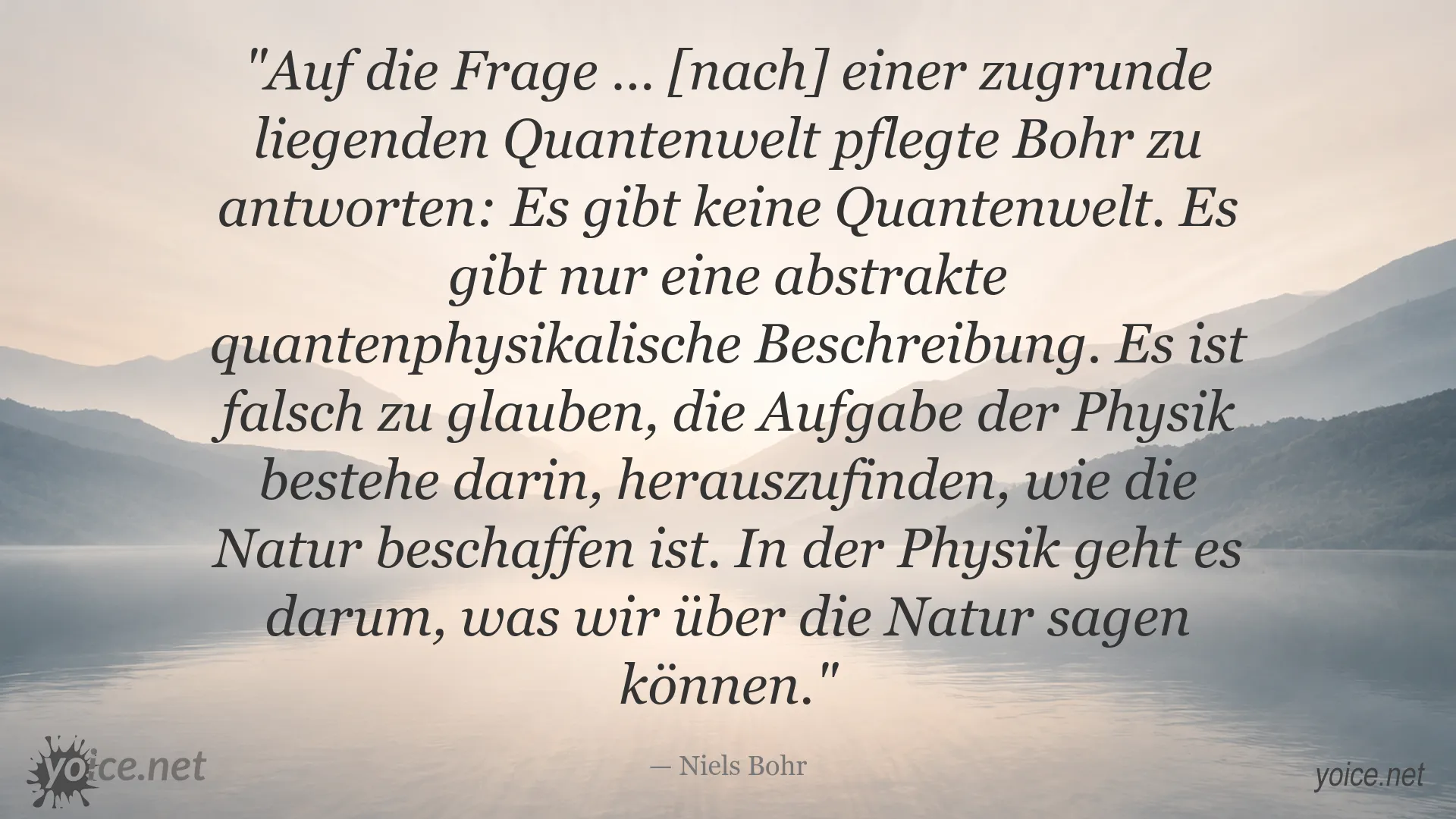 Niels Bohr Zitat über Quantenphysik und die Beschreibung der Natur