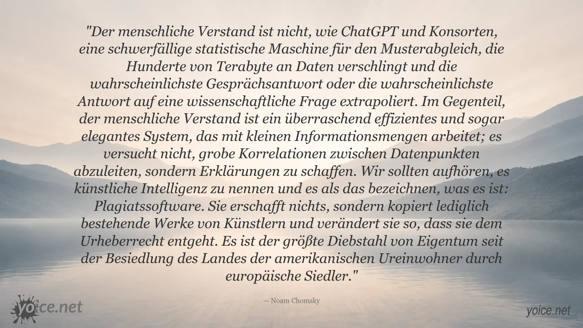 Noam Chomsky Zitat über künstliche Intelligenz als Plagiatssoftware