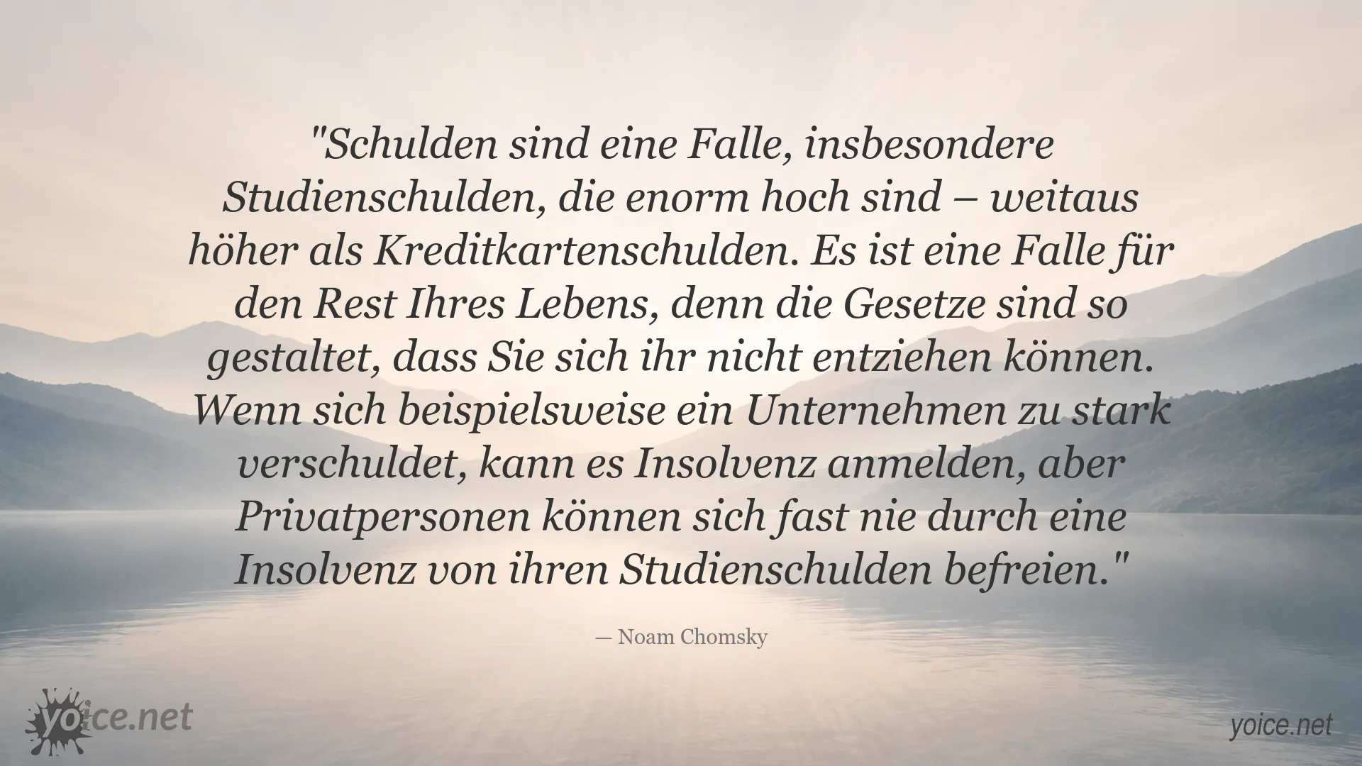 Noam Chomsky über Studienschulden und die finanzielle Belastung im Leben