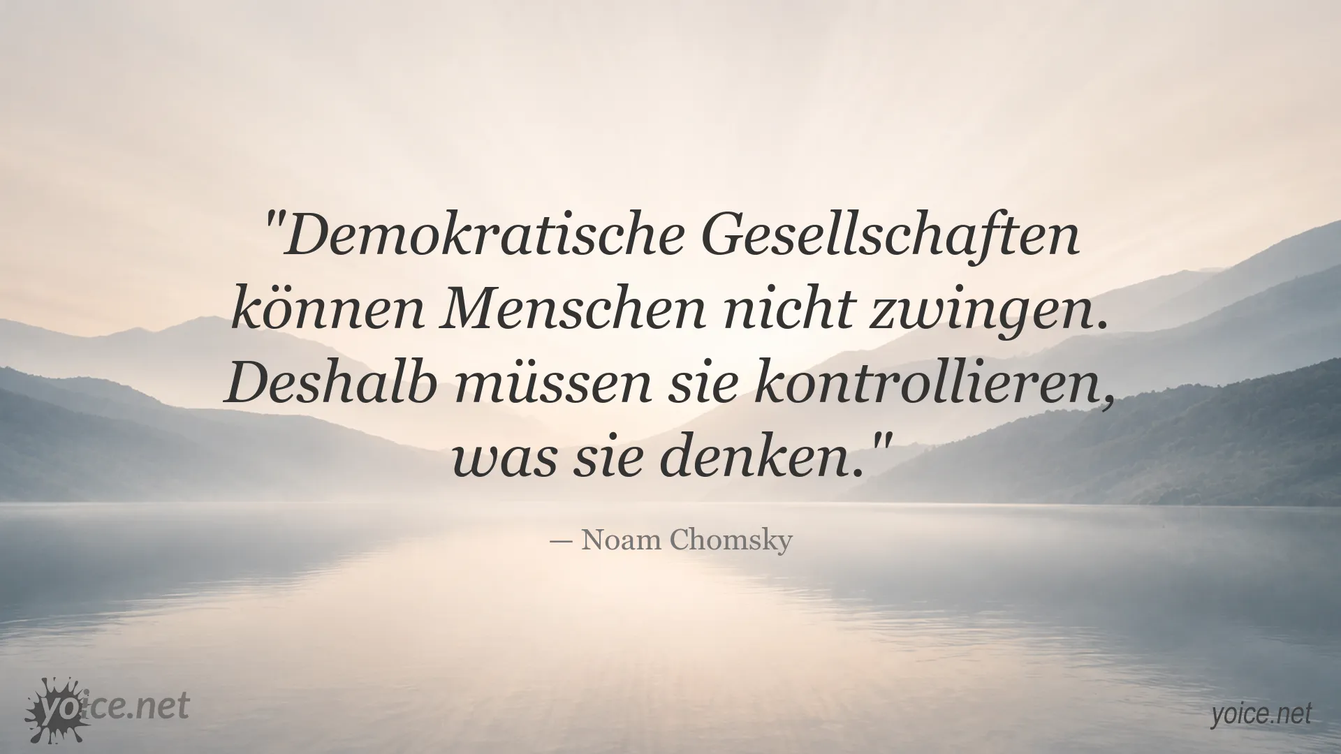 Zitatgrafik von Noam Chomsky über Demokratie und die Kontrolle von Gedanken