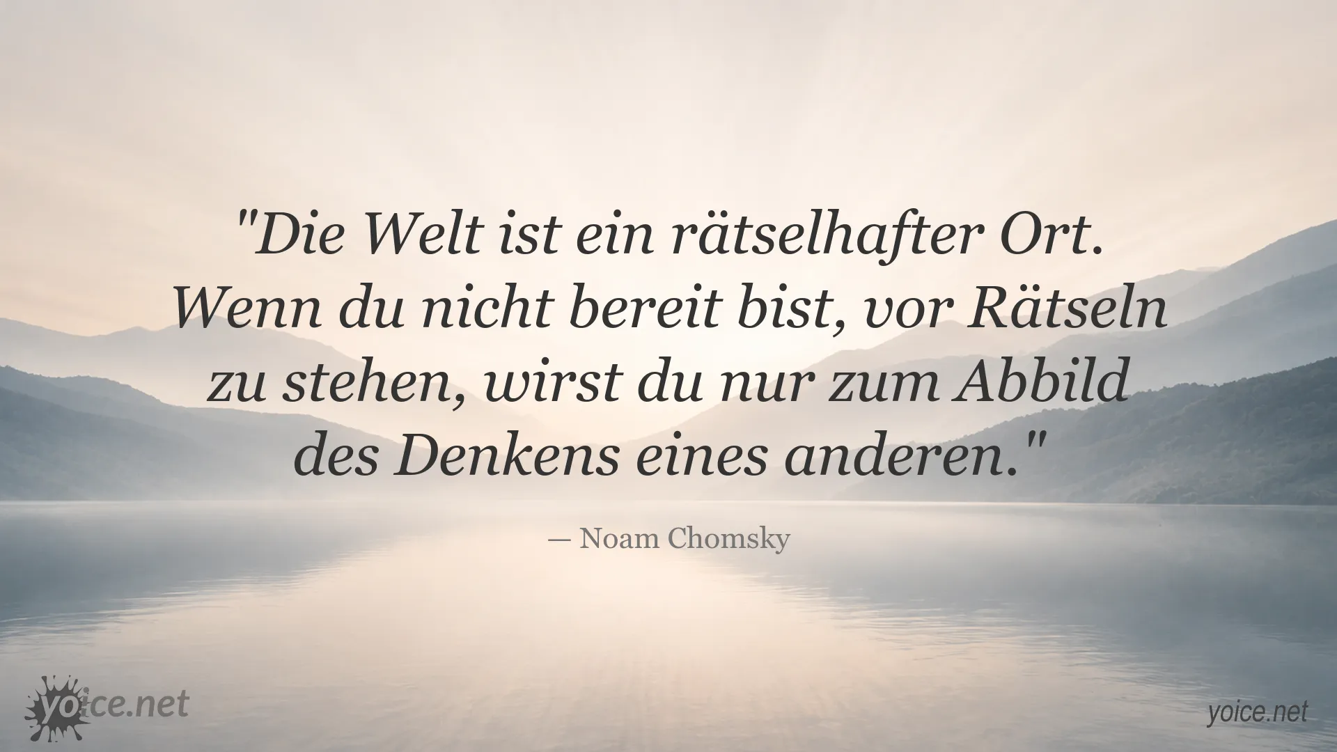 Zitatgrafik von Noam Chomsky über Rätsel, Neugier und eigenständiges Denken