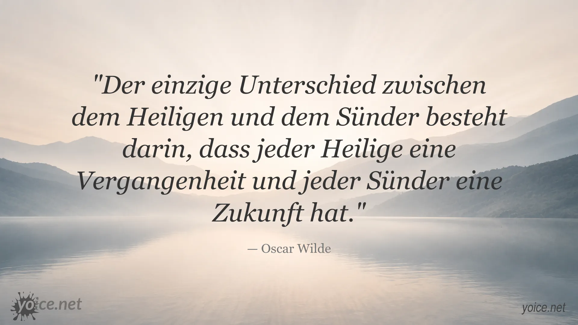 Zitatbild von Oscar Wilde über den Unterschied zwischen Heiligen und Sündern