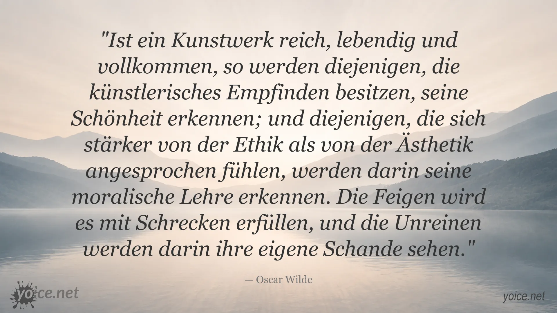 Oscar Wilde Zitat über die Verbindung von Kunst, Schönheit, Ästhetik und moralischer Wirkung