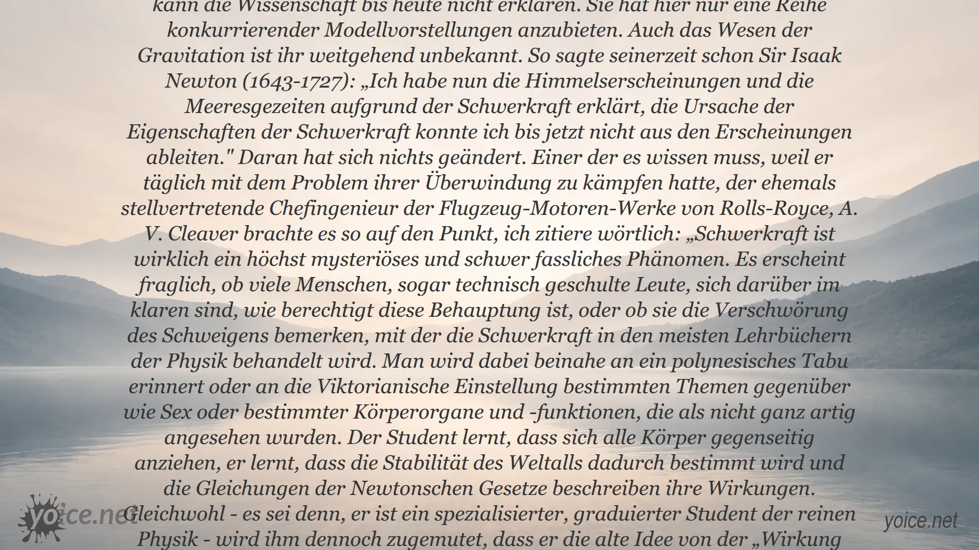 Zitat von Otto Jung über das Geheimnis der Gravitation und wissenschaftliche Unkenntnis der Schwerkraft