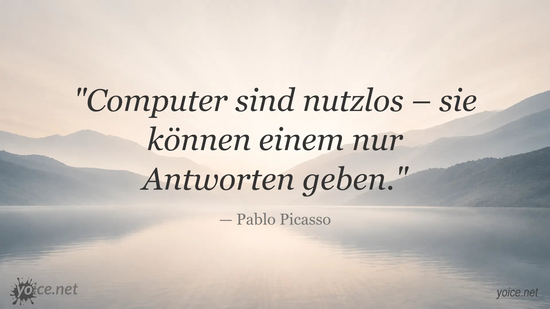 Zitatbild von Pablo Picasso über Computer und Antworten