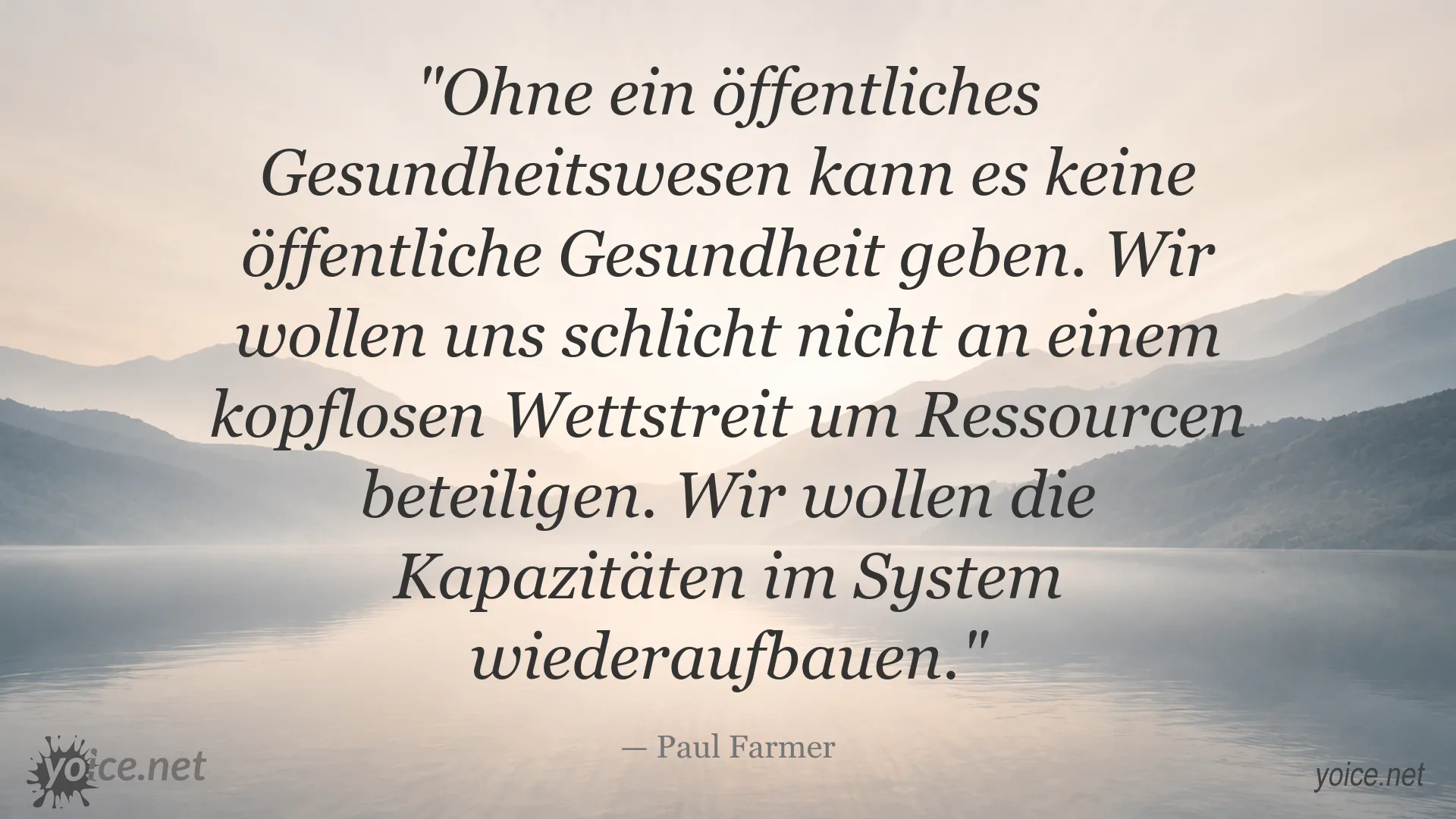 Zitatgrafik von Paul Farmer über öffentliches Gesundheitswesen und den Wiederaufbau von Kapazitäten