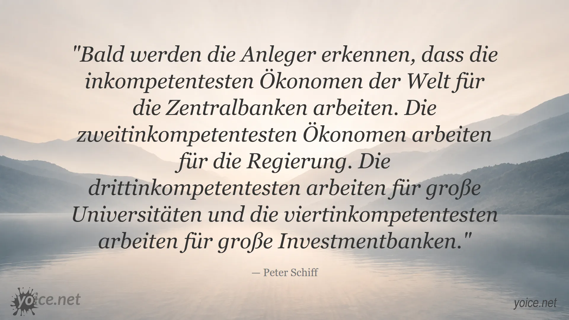 Zitat von Peter Schiff über die Kompetenz von Ökonomen in Zentralbanken, Regierung und Universitäten